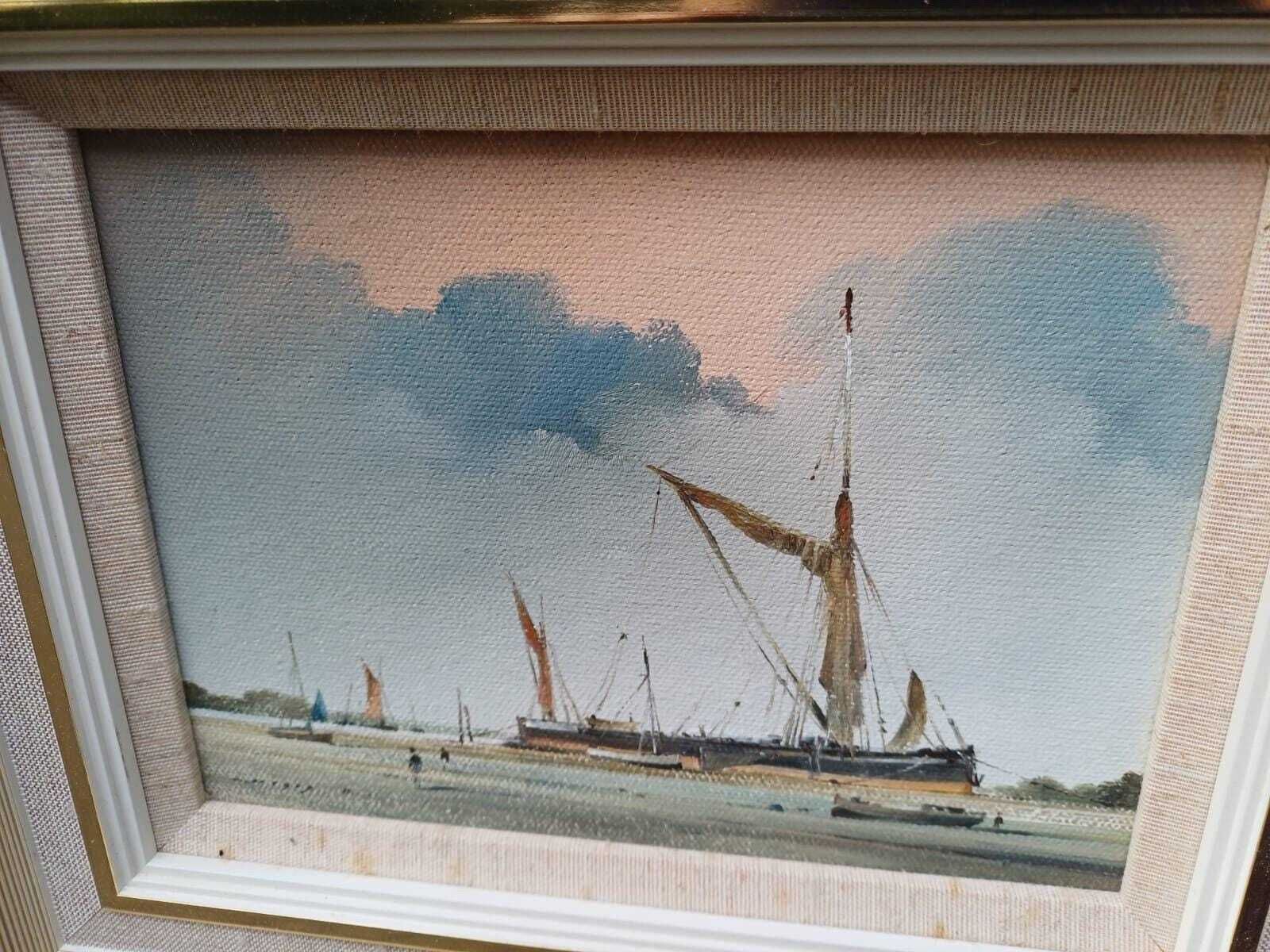 Vintage 1980s Original Oils On Canvas Pair   Seascape Paintings, Signed Oil On Canvas Coastal Nautical Art In Frames Sussex Hagop Kasparian photo 175.0