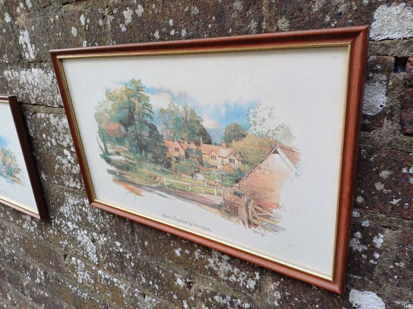 Cotswolds Vintage Prints, Framed, Upper Slaughter And Moreton On The Marsh   Vintage Paintings By Eric Mason, 1970s Paintings photo 85.0