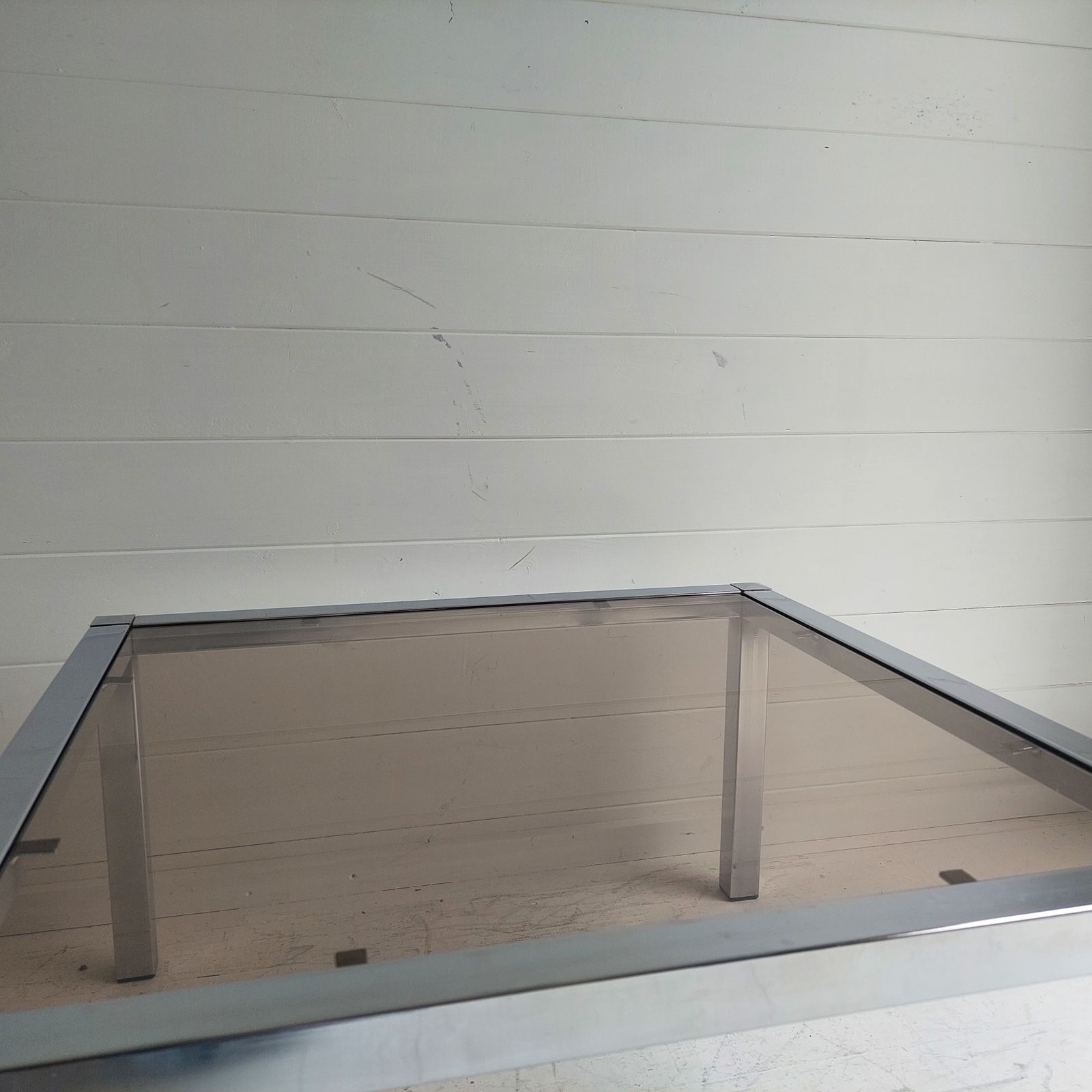Mid Century Bauhaus Chrome And Smoked Glass Coffee Table, 1970s photo vintage