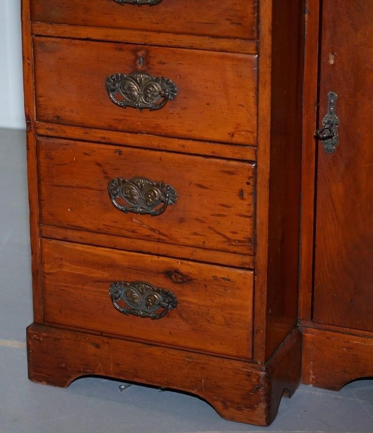 photo furniture Small Victorian 1880 Solid Walnut Knee Hole Writing Desk Lots Of Drawers Storage