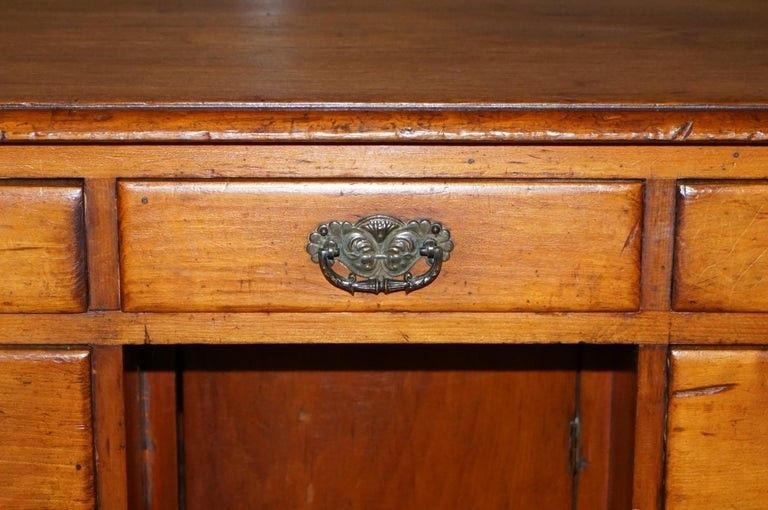 photo for sale Small Victorian 1880 Solid Walnut Knee Hole Writing Desk Lots Of Drawers Storage