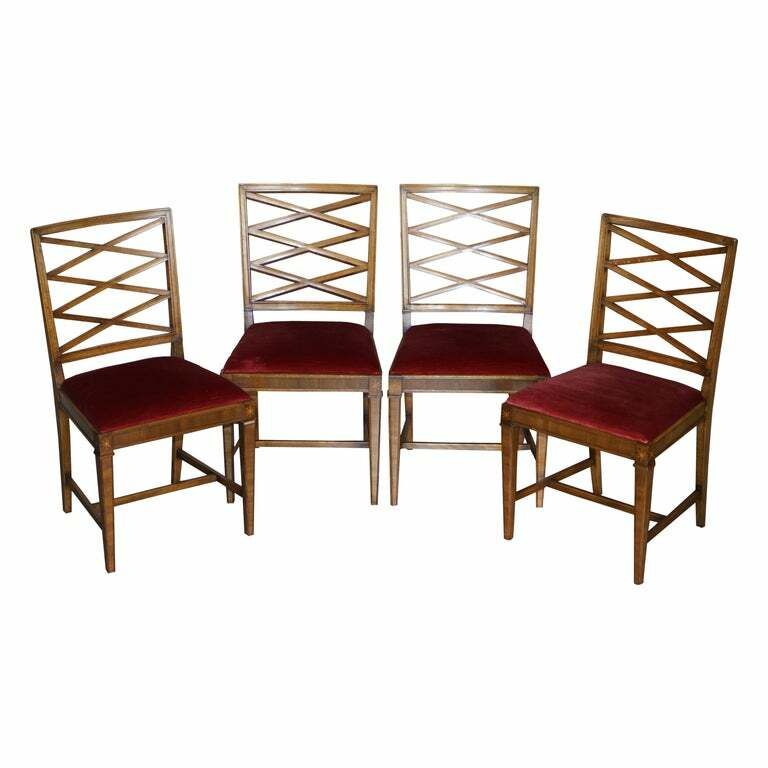 Suite Of Four Swedish Walnut & Beech Wood Dining Chairs Matching Table Available