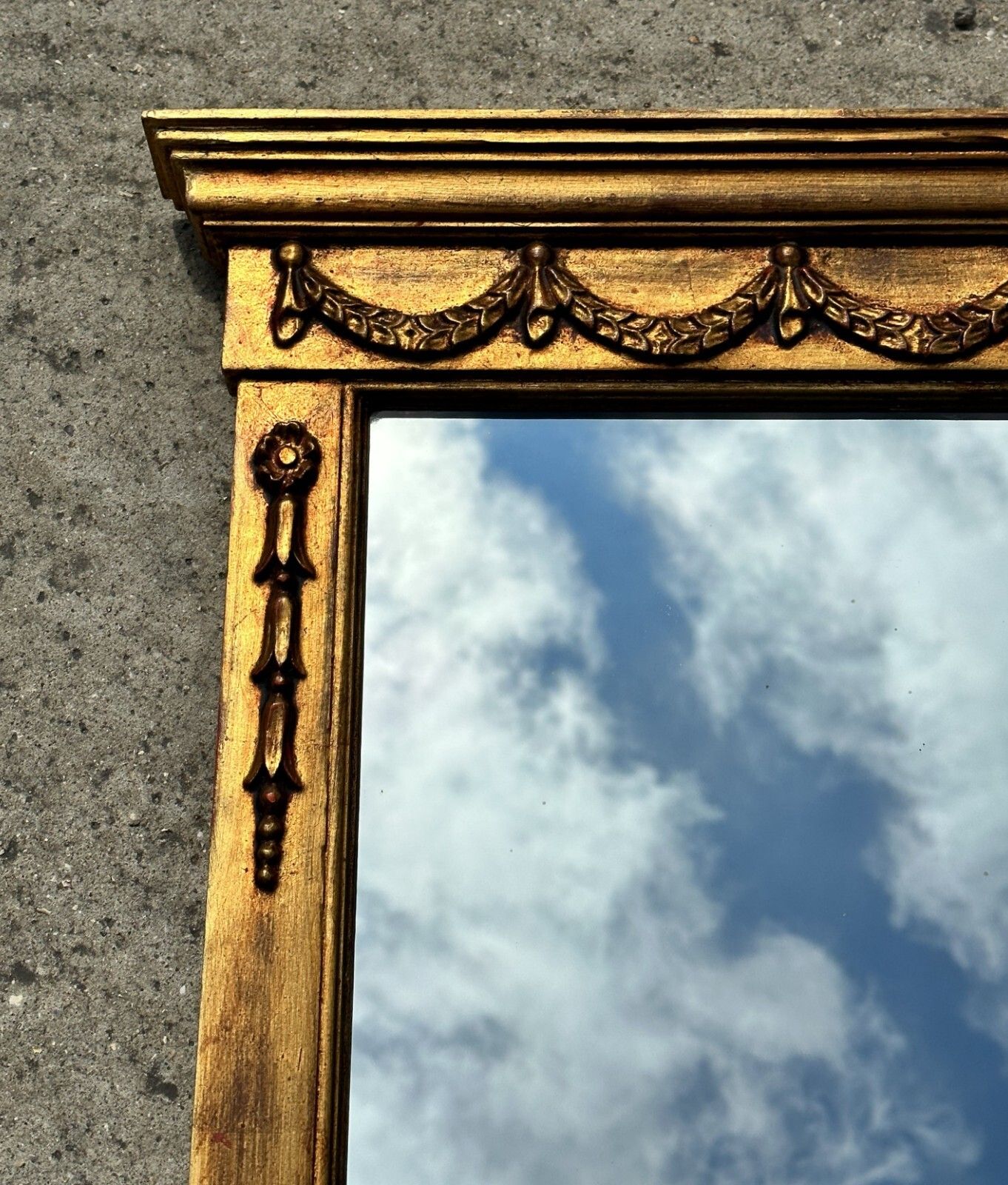 Vintage Circa 1950's Gilt Framed Wall Mirror Stamped Made In Italy To The Rear photo for sale