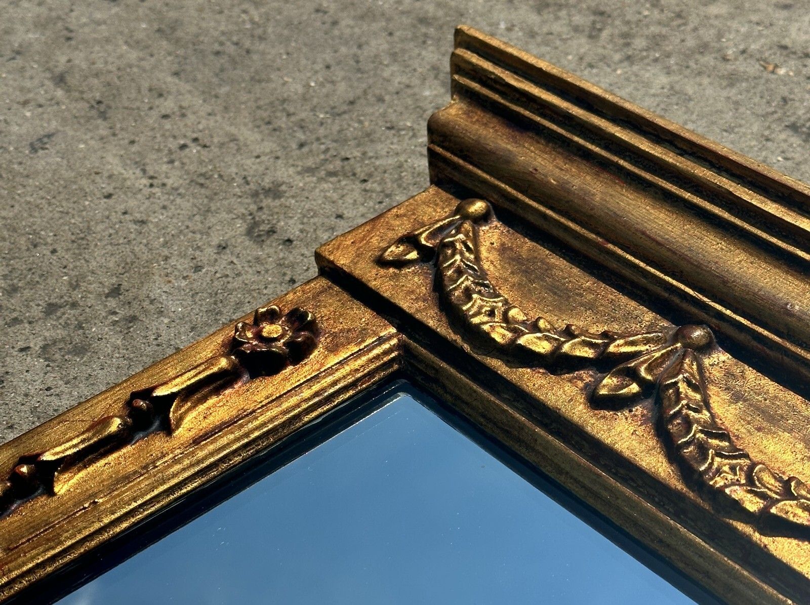 850.0 Vintage Circa 1950's Gilt Framed Wall Mirror Stamped Made In Italy To The Rear photo