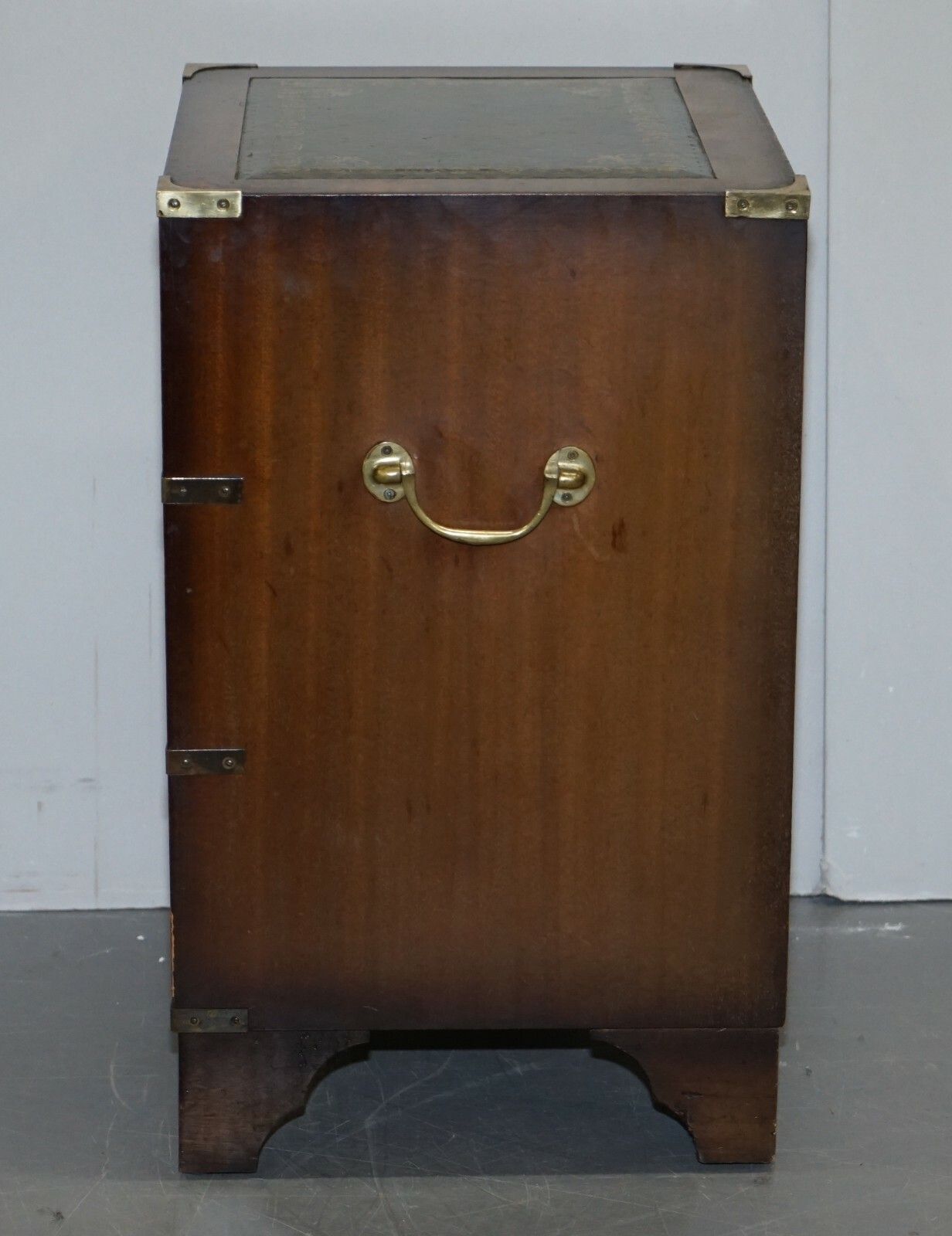 photo furniture Period Harrods Kennedy Military Campaign Side Table Chest Of Drawers Leather Top