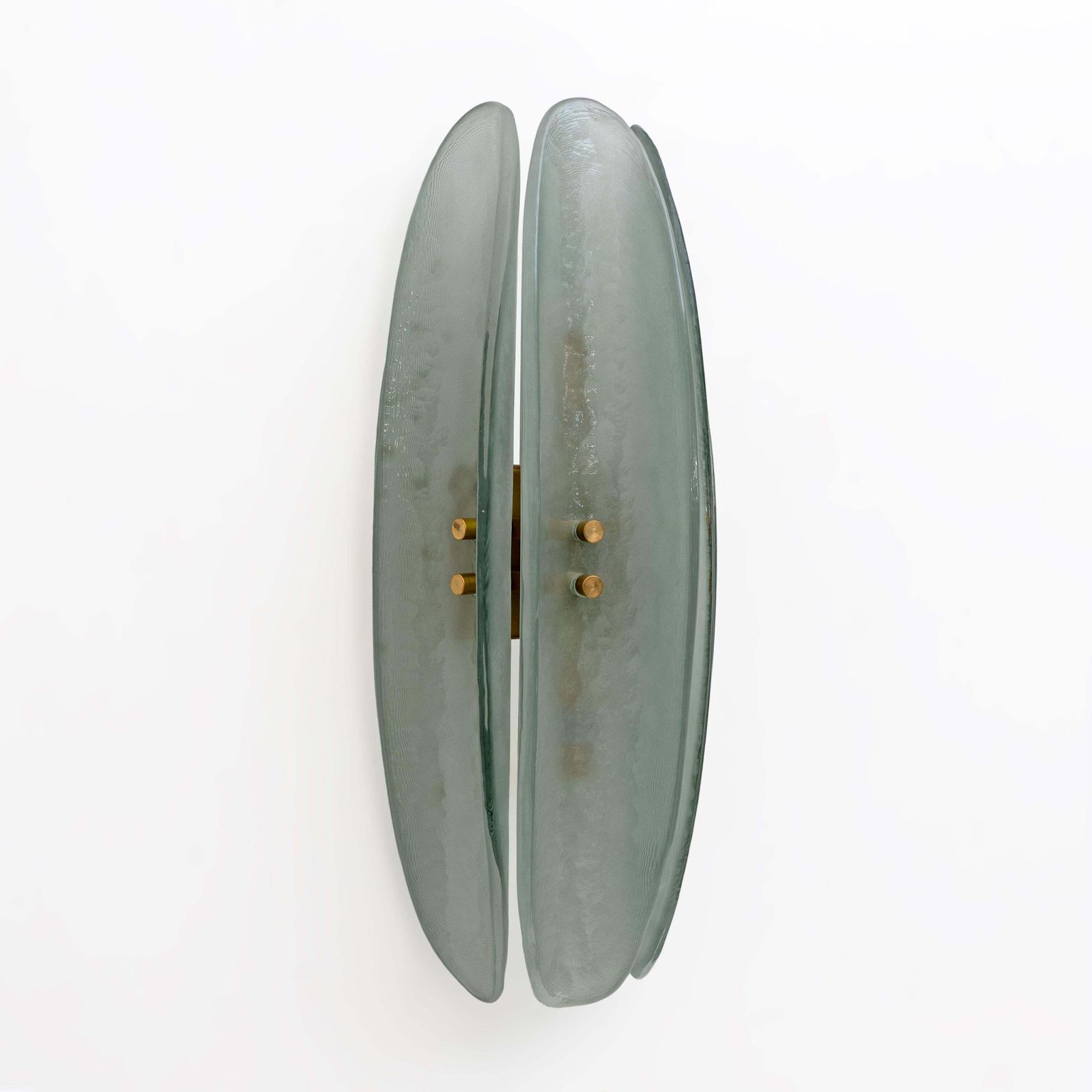 Pair Of Fontana Arte Style Mid Century Modern Aqua Green Murano Glass Sconces photo 2213.0