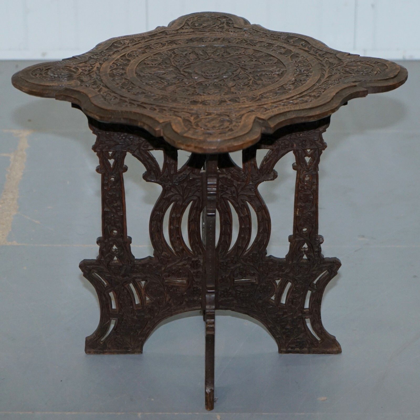 Anglo Burmese Hand Carved 19th Century Rosewood Antique Side End Lamp Wine Table photo furniture