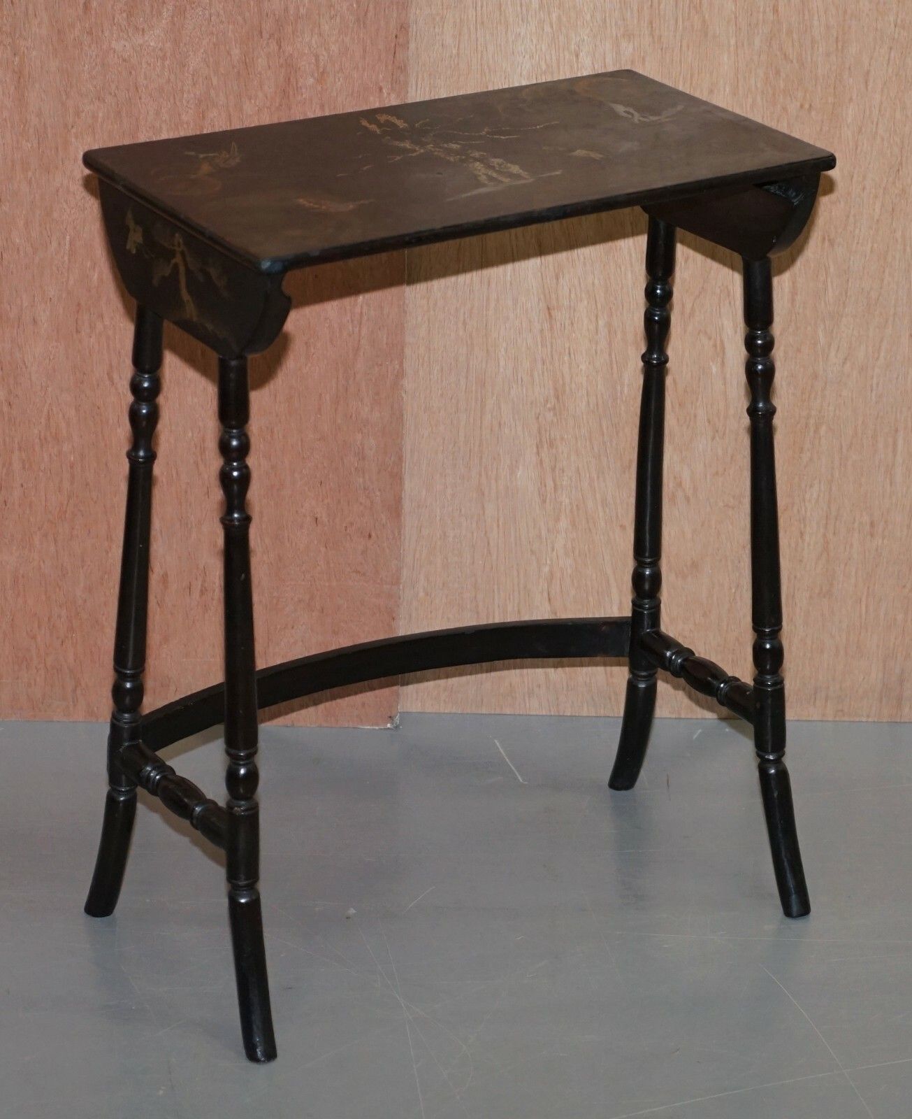 Nest Of Four Circa 1900 Chinese Chinoiserie Lacqurered Tables Hand Painted photo Furniture