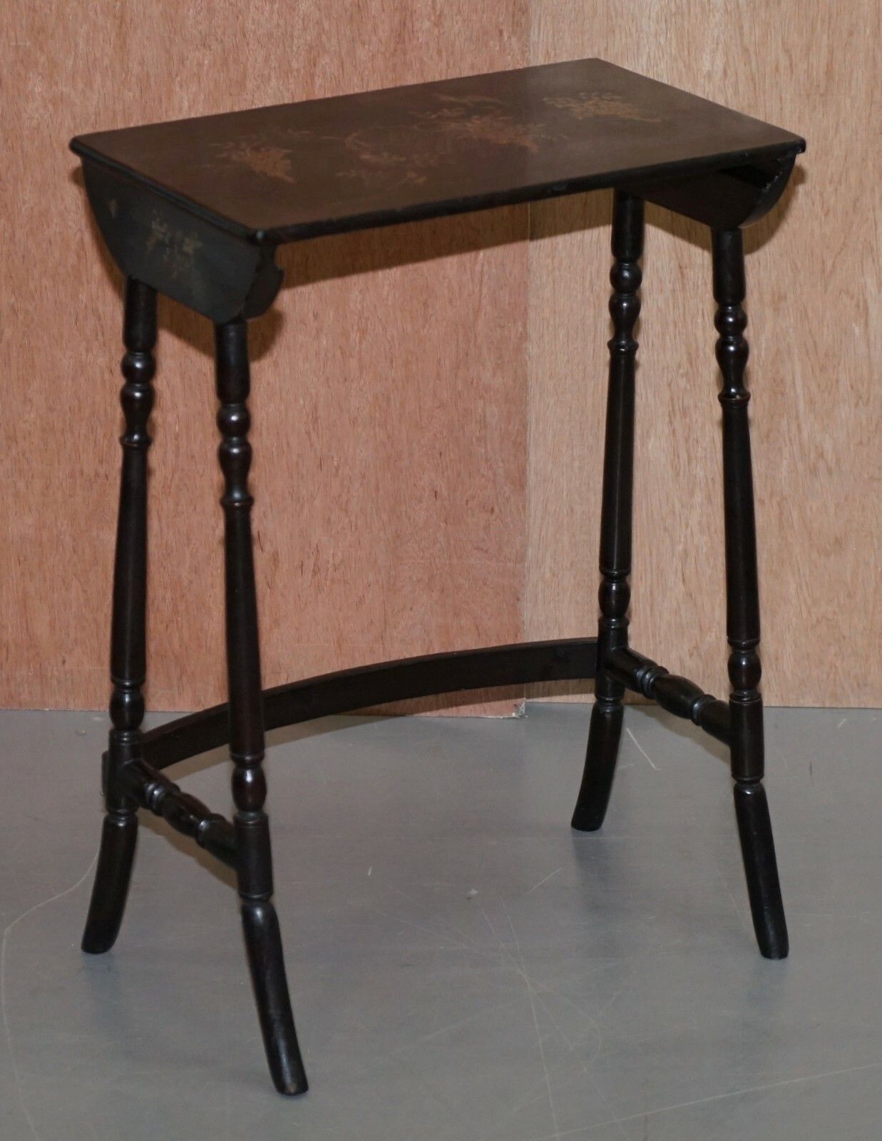 Nest Of Four Circa 1900 Chinese Chinoiserie Lacqurered Tables Hand Painted photo buy