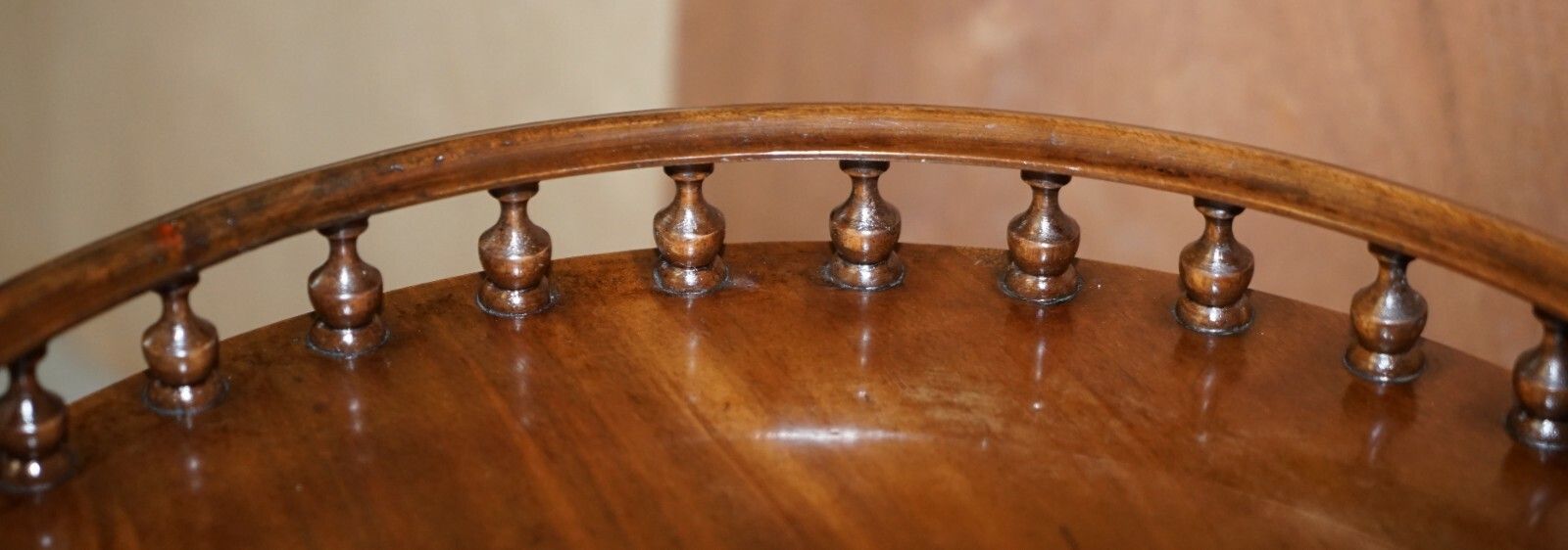 Flamed Mahogany Gallery Rail Side Table With Claw & Ball Feet Regency Style photo 900.0