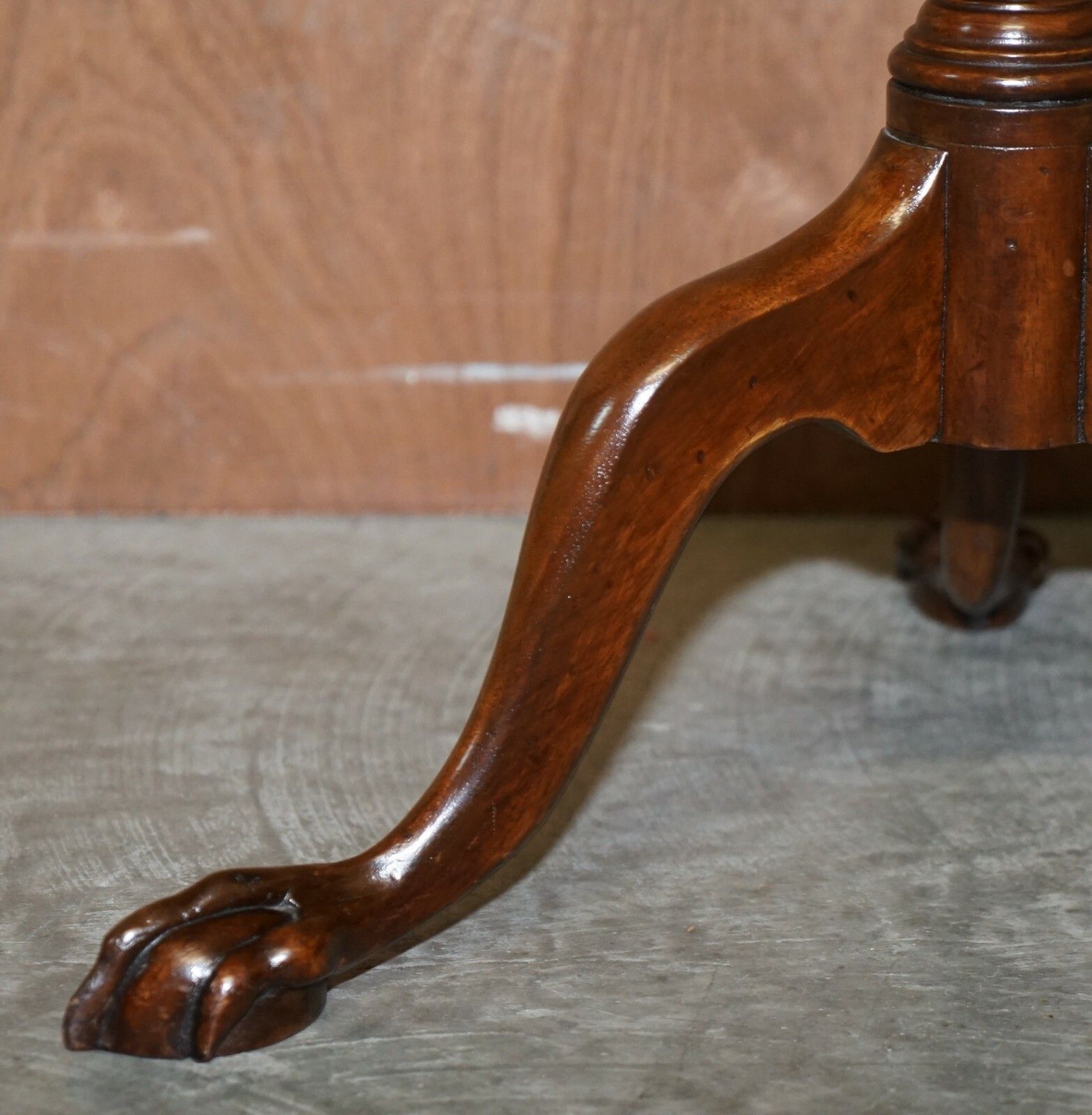photo furniture Flamed Mahogany Gallery Rail Side Table With Claw & Ball Feet Regency Style