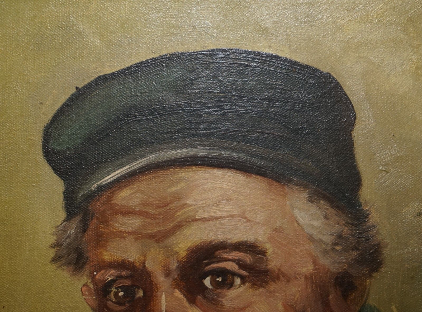 19th Century Dutch Oil On Canvas Painting Of Old Man Smoking A Pipe Part Suite photo vintage