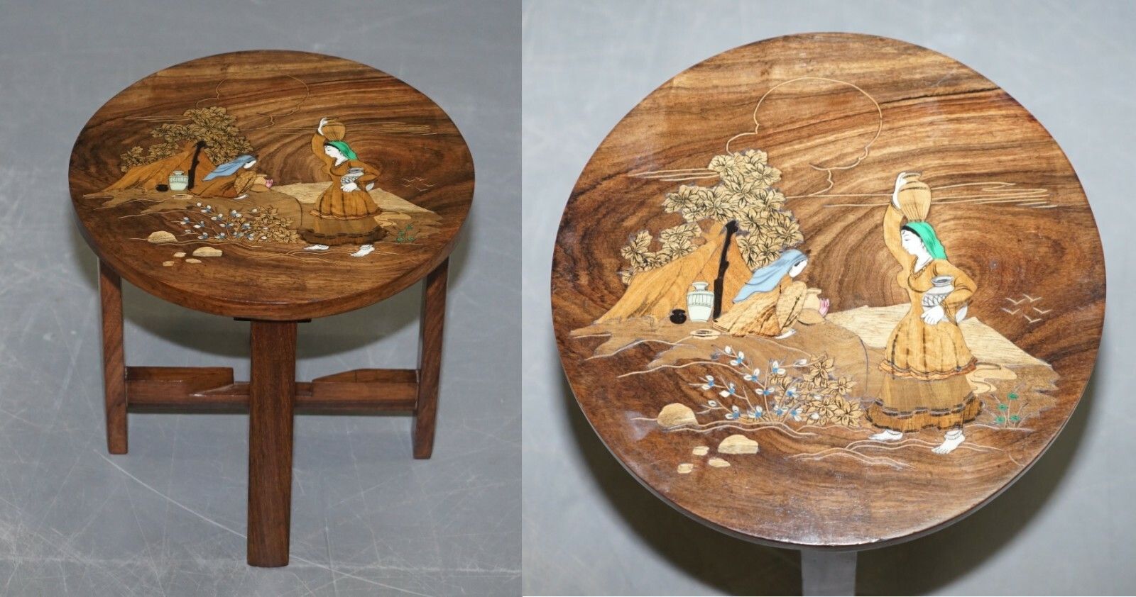 Antique Japanese Shibayama Inlaid Rural Colelcting Water Jug Rosewood Side Table photo furniture