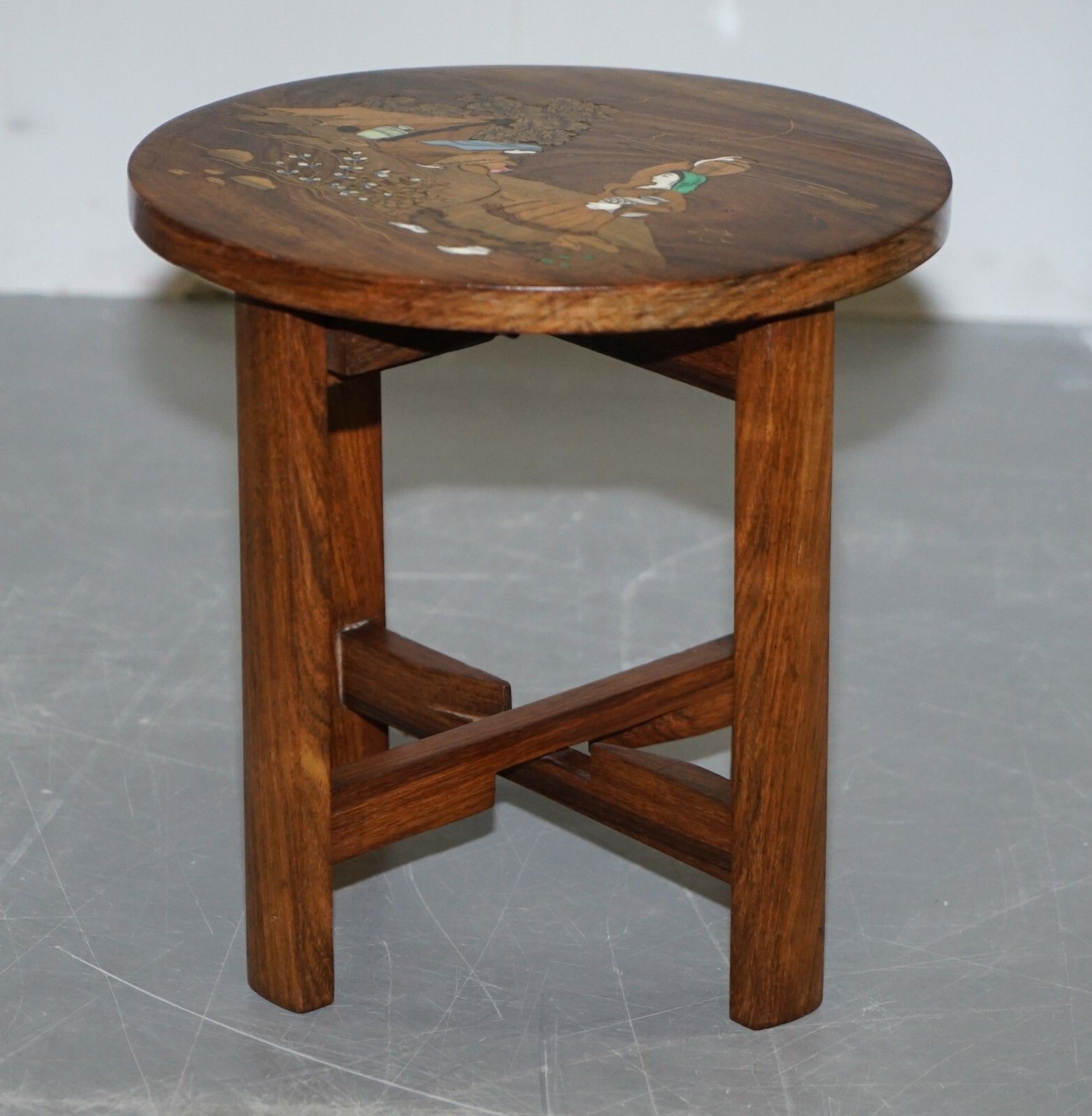 photo furniture Antique Japanese Shibayama Inlaid Rural Colelcting Water Jug Rosewood Side Table