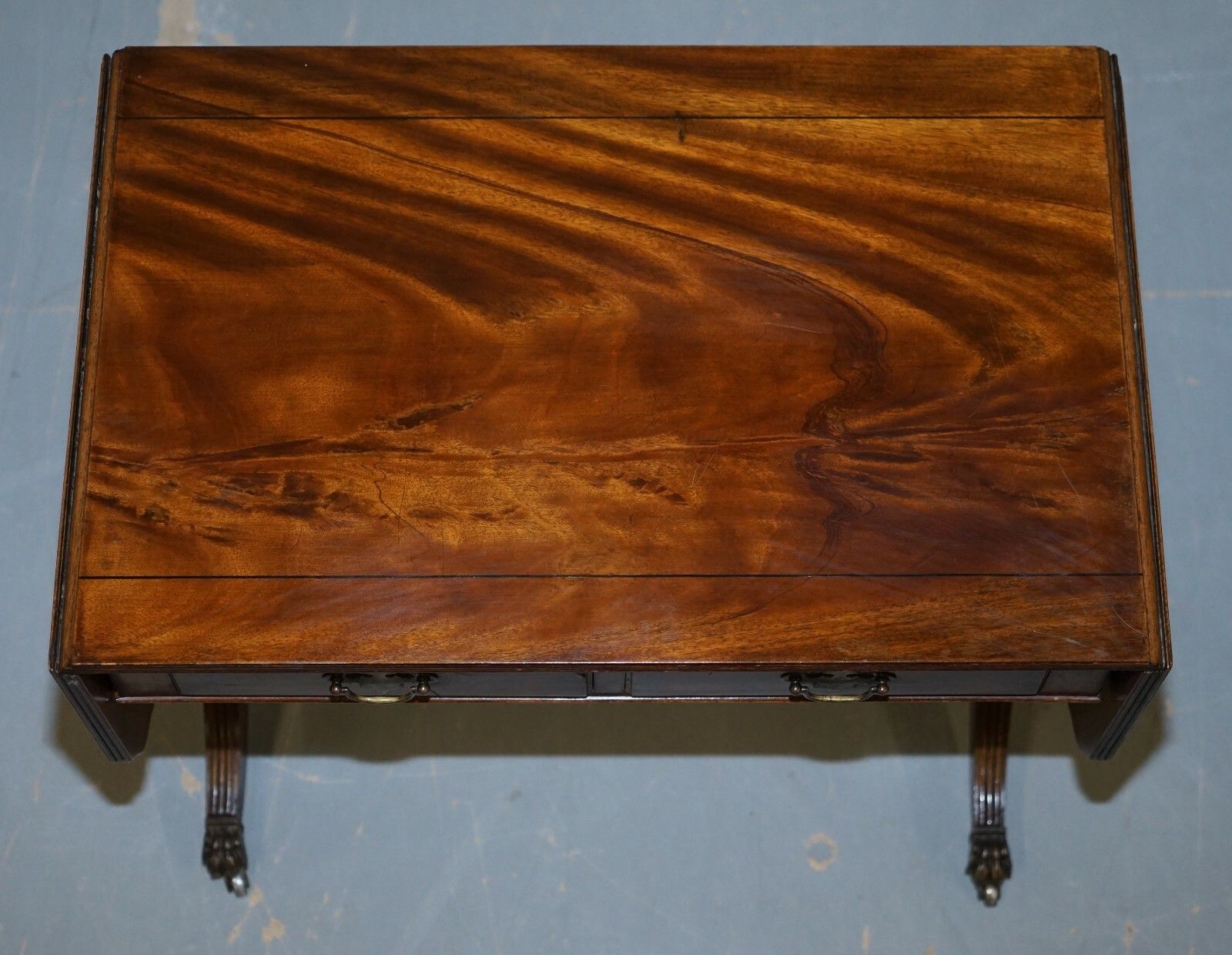 Large Bevan Funnell Extending Flamed Mahogany Side End Lamp Card Table Lion Feet photo Furniture