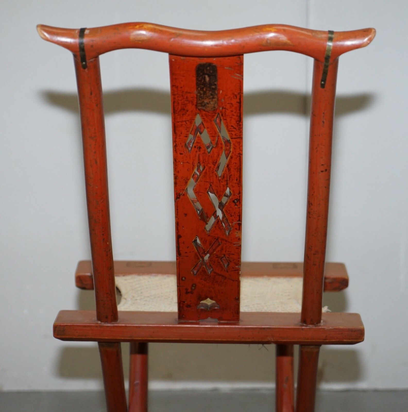 Furniture Antique Chinese Circa 1900  1920 Export Folding Occasional Chair Nice Carvings photo