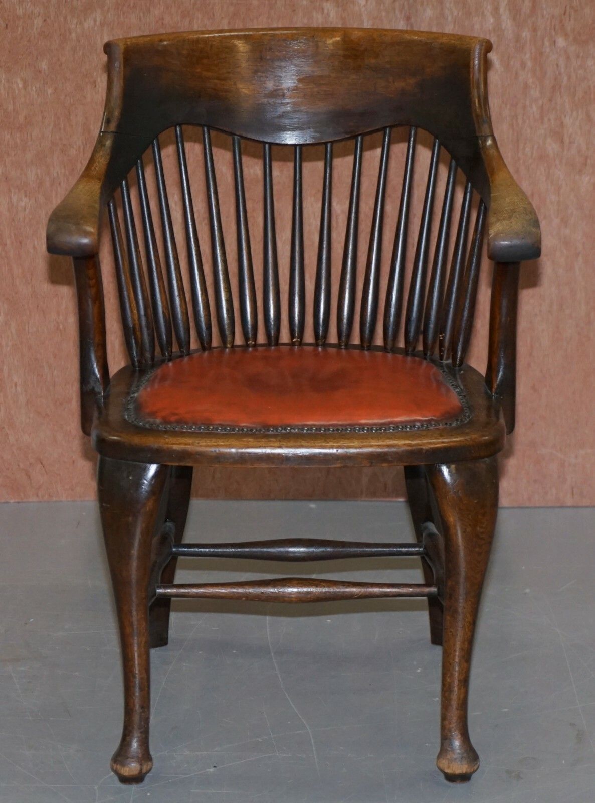 Lovely Antique English Edwardian Ralph Johnson Oak Captains Office Desk Armchair photo furniture