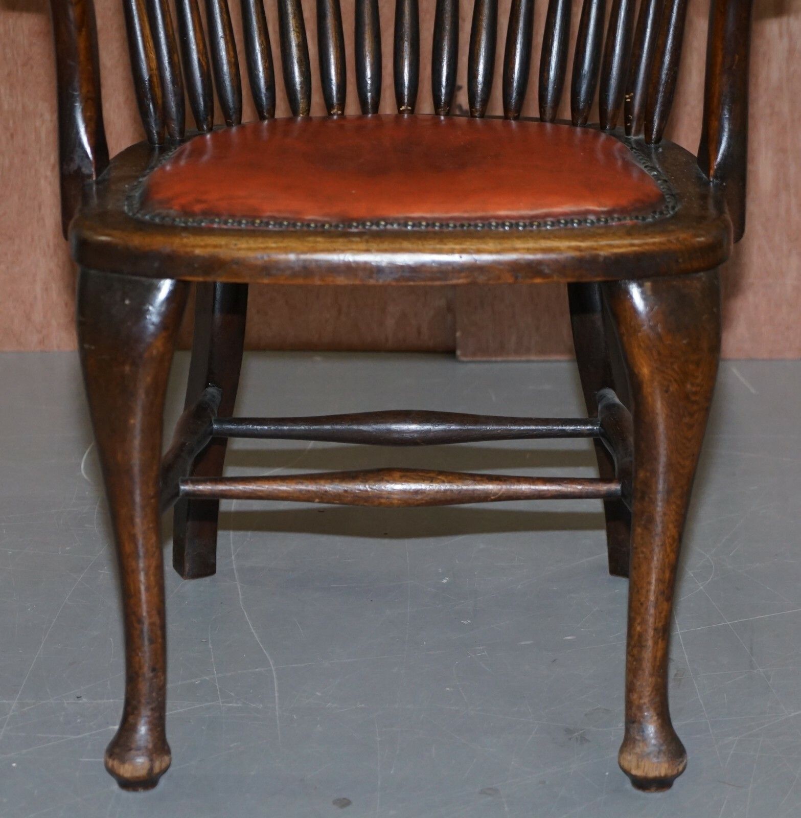 Lovely Antique English Edwardian Ralph Johnson Oak Captains Office Desk Armchair photo vintage