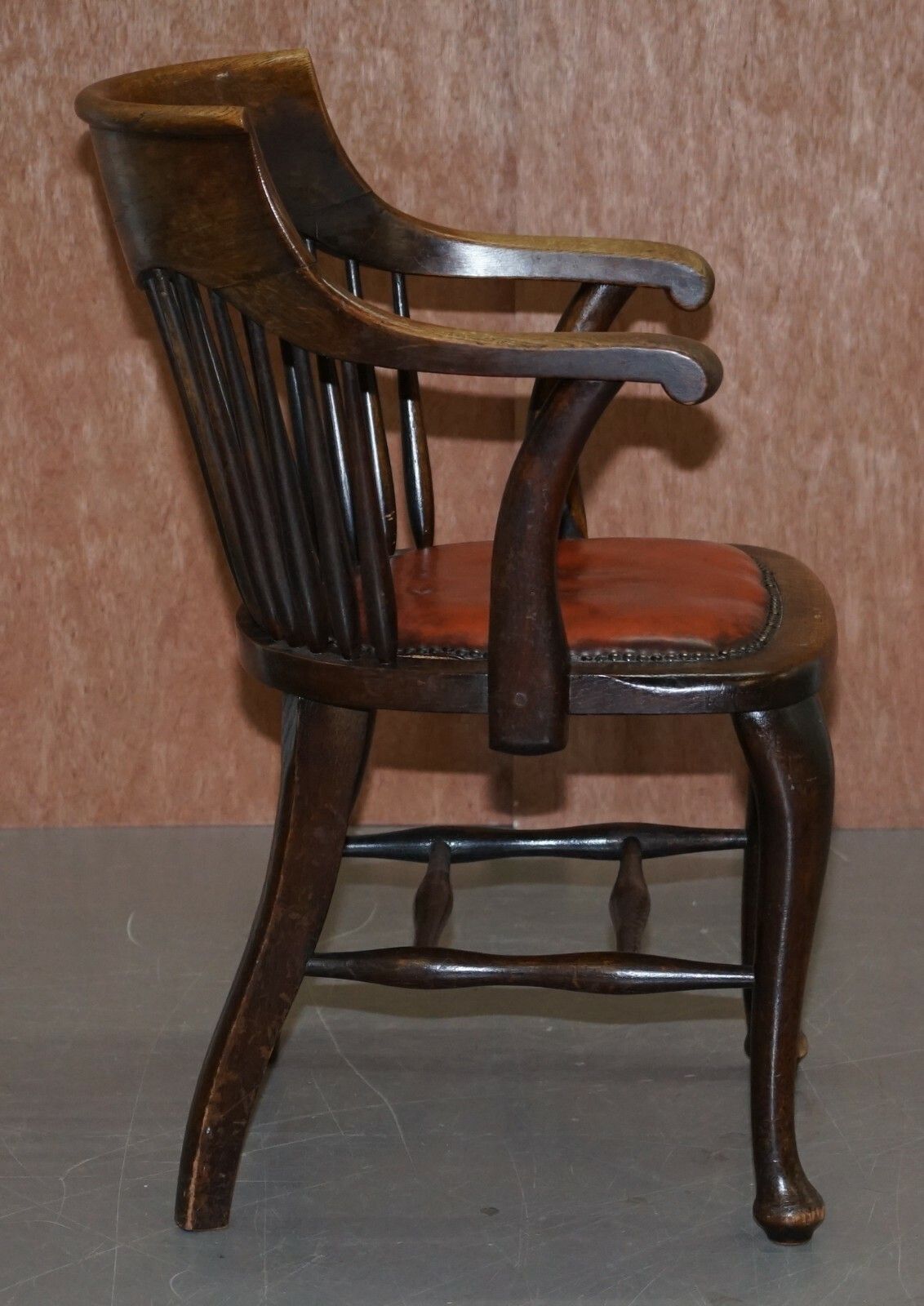 photo furniture Lovely Antique English Edwardian Ralph Johnson Oak Captains Office Desk Armchair