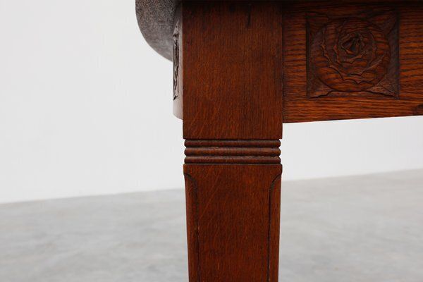 2859.0 Art Deco Dining Table In Oak With Carved Frieze, 1920s photo