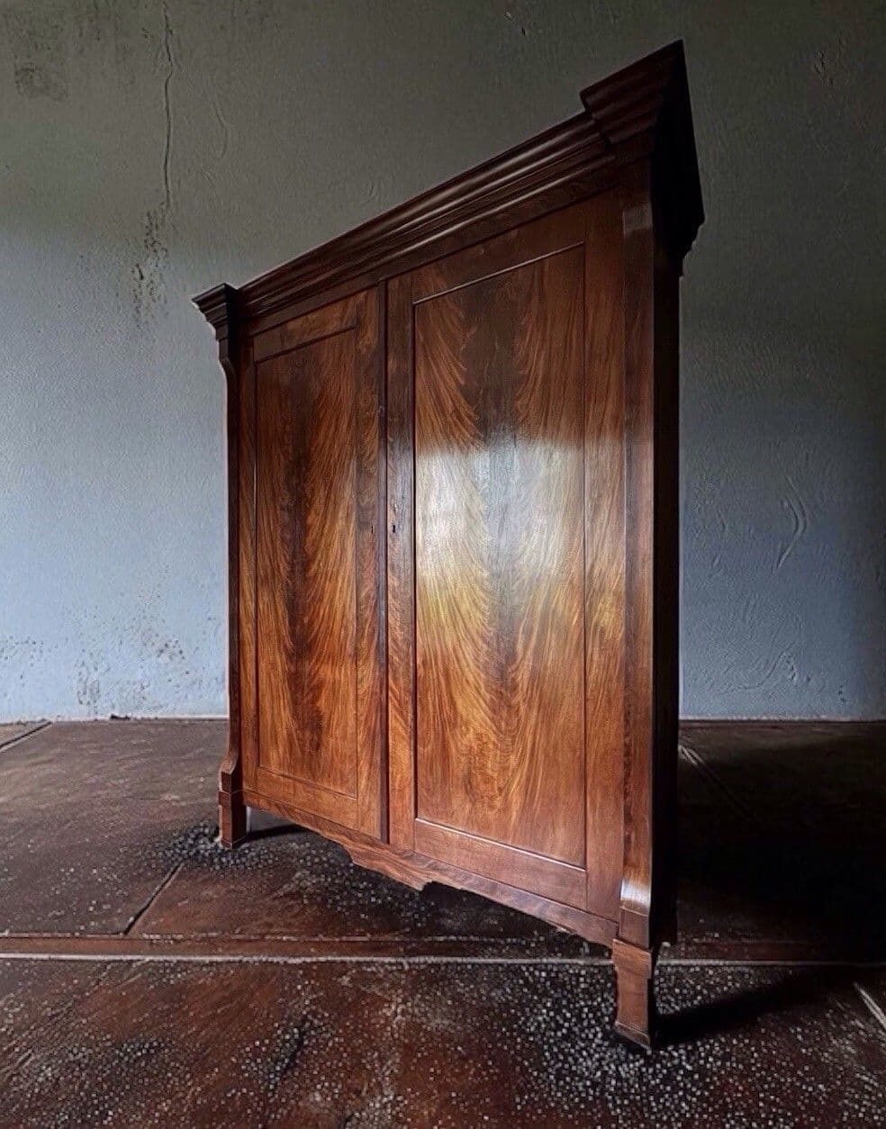 Large Antique Victorian Mahogany Linen Press Tv Cabinet Armoire Wardrobe photo for sale