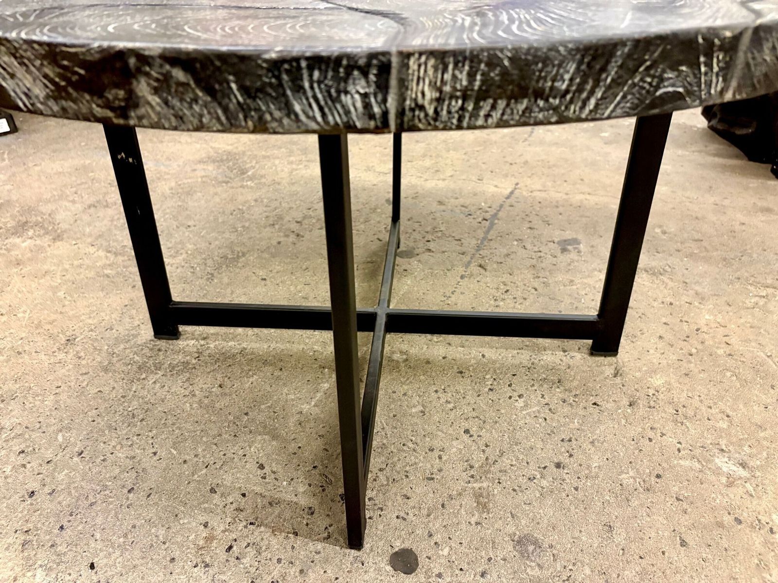 Organic Modern Round Black Coffee Table   Special Lacquered Suar Wood, Idn 2025 photo vinterior