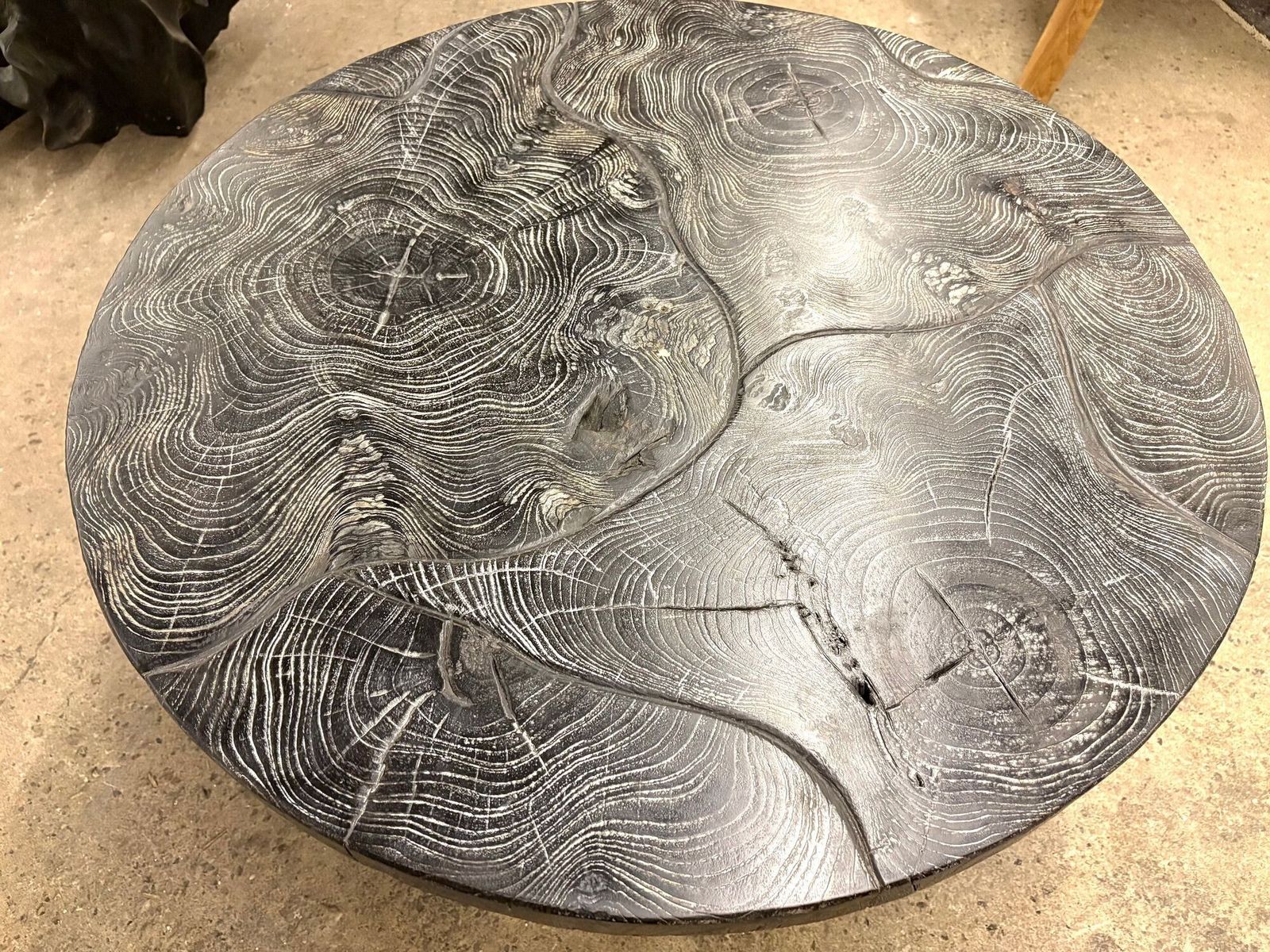 photo for sale Organic Modern Round Black Coffee Table   Special Lacquered Suar Wood, Idn 2025