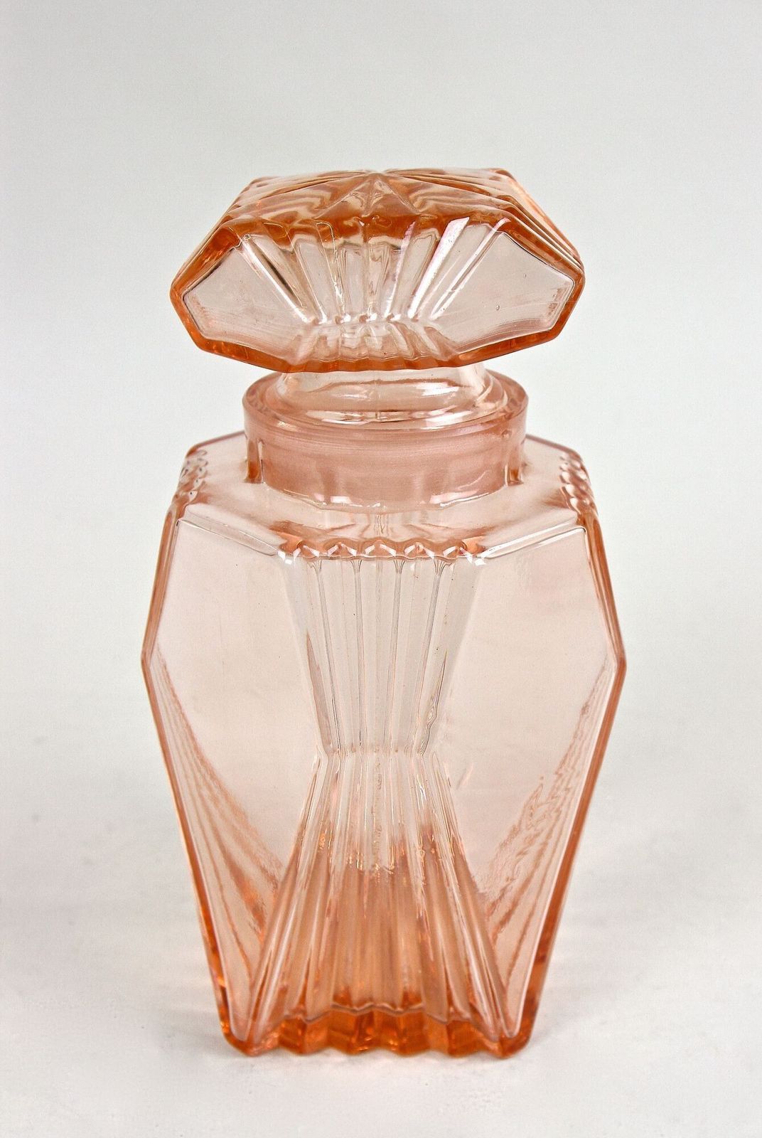 20th Century Art Deco Glass Decanter Set Of Seven, Coral Colored, At Ca. 1920 photo 900.0