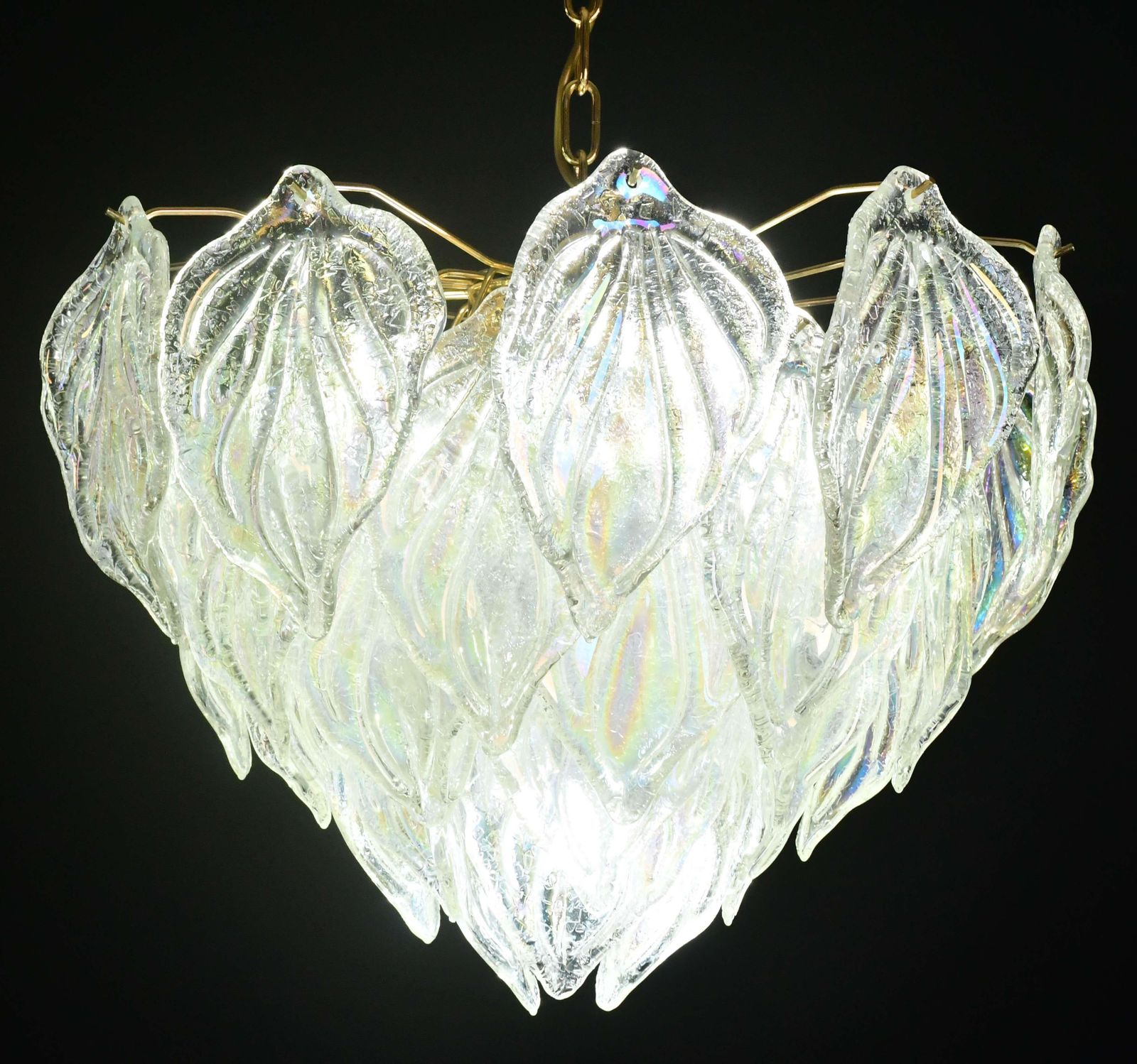 Amazing Large Murano Glass Rainbow Leaves Chandelier photo furniture
