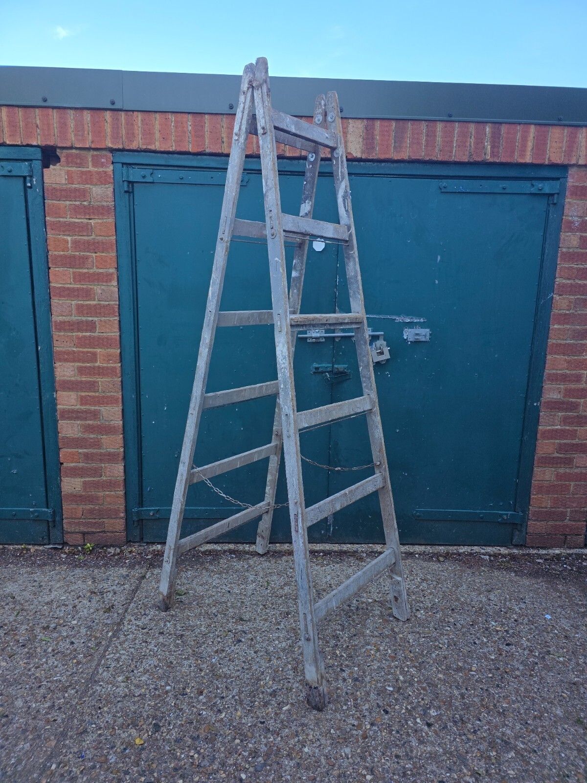 Vintage French Pine Wooden Trestle Ladders Shelving Wedding Display photo 75.0