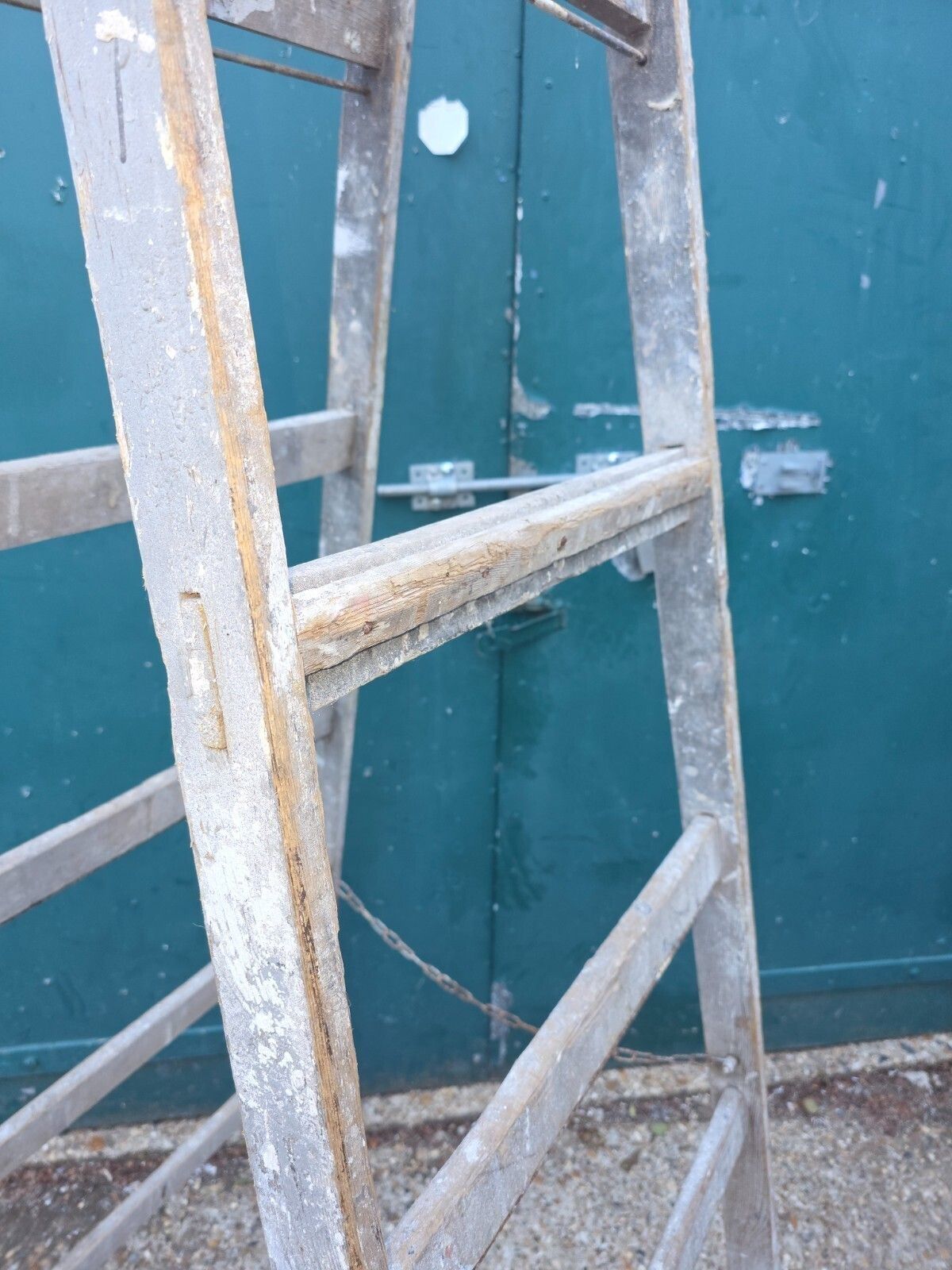 Vintage French Pine Wooden Trestle Ladders Shelving Wedding Display photo vinterior