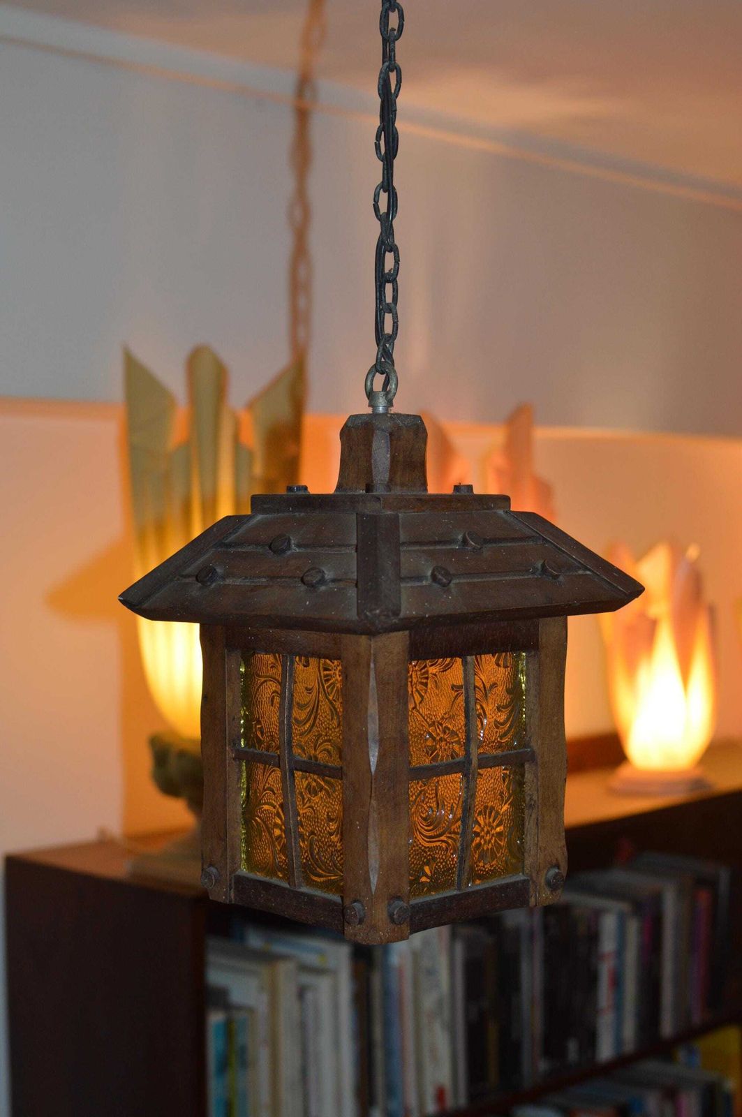 Antique French Hall Wood Porch Lantern photo 170.0
