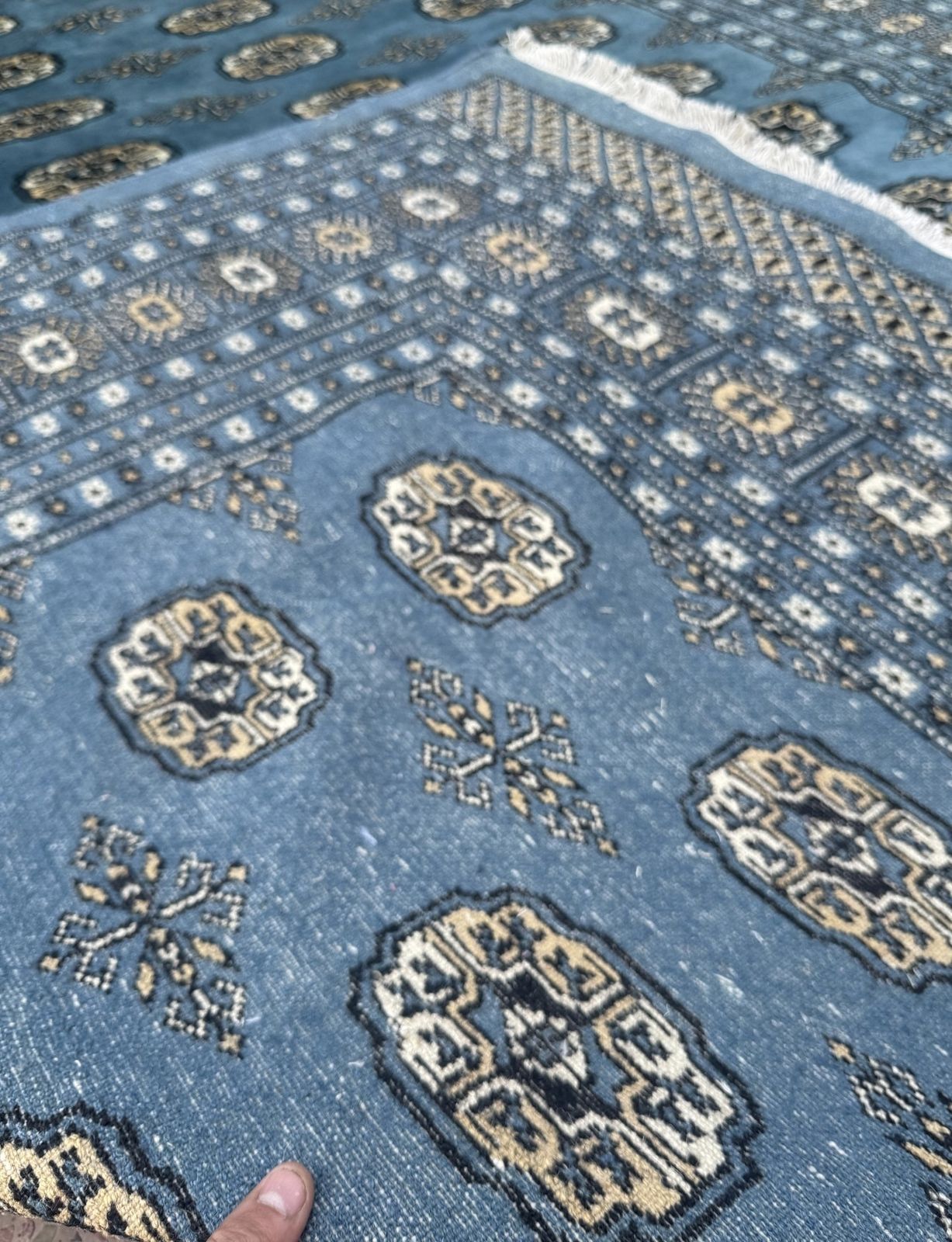 Denim Blue Bokhara Rug 8x10, Late 20th Century photo for sale