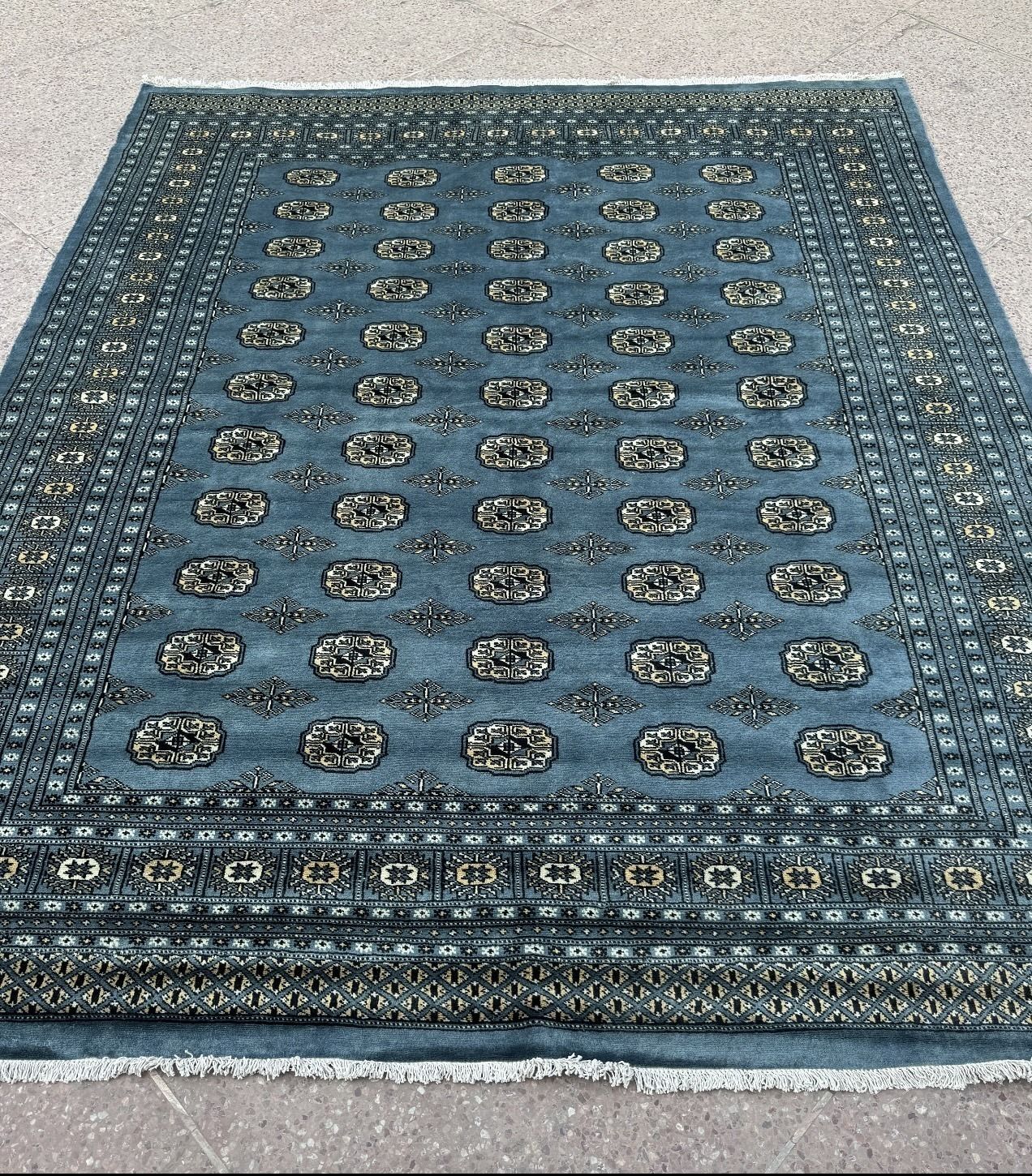 Denim Blue Bokhara Rug 8x10, Late 20th Century photo Textiles