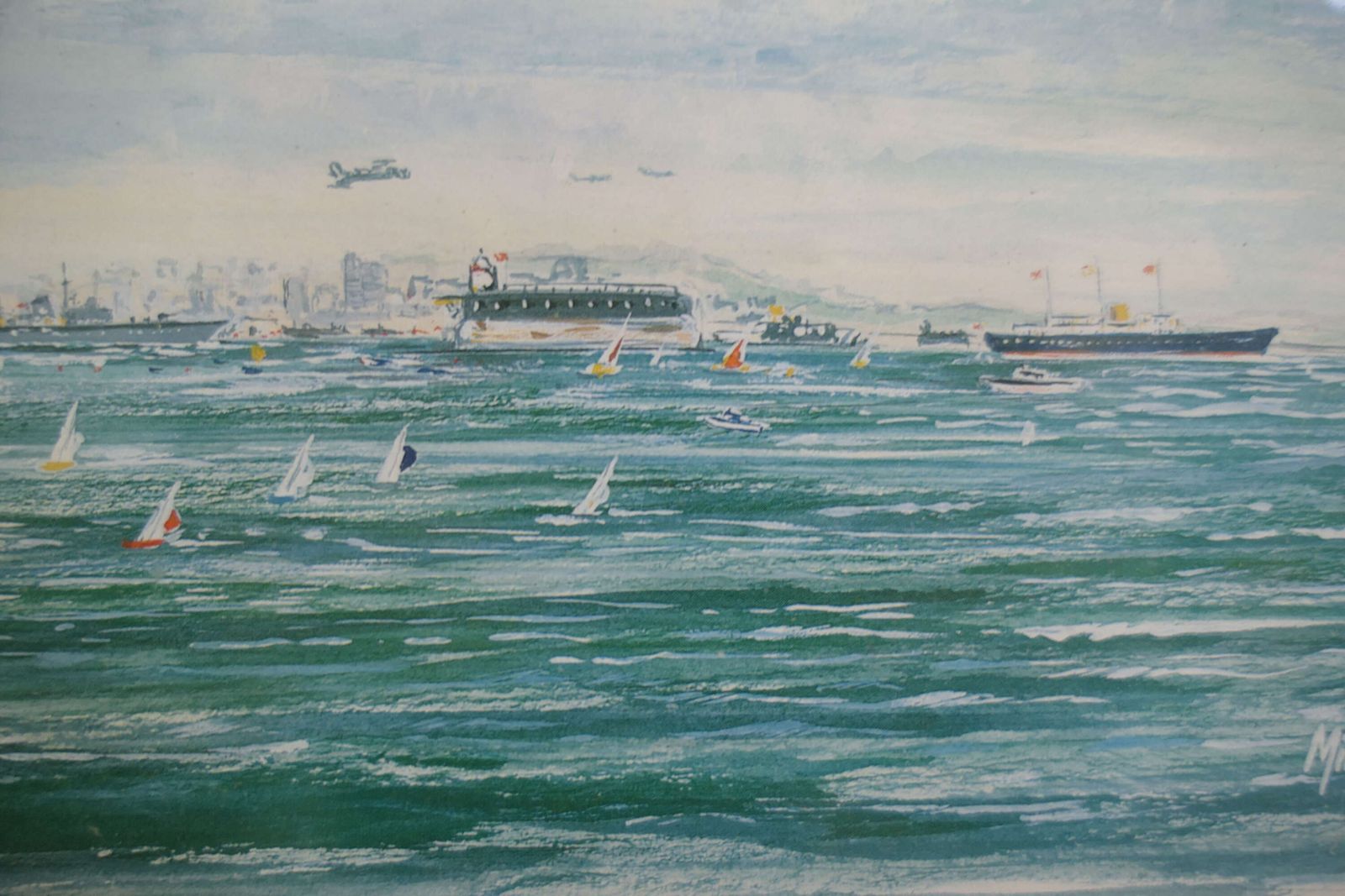 1994 Watercolour, Fleet Review Of Spithead By Mike Miller photo buy