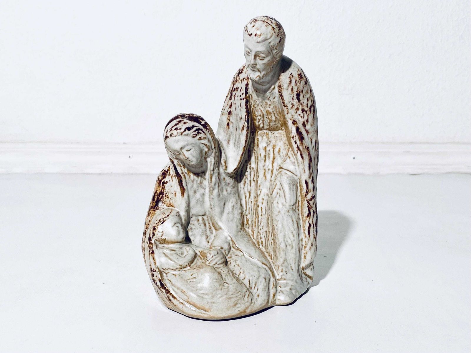 Wgp Langerwehe Ceramic Crib Nativity Mother Mary Joseph Jesus Relief / Kuckertz & Rennertz