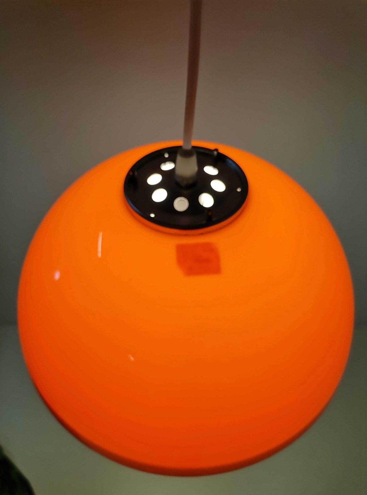 Mid Century Small Ufo Pendant Light / Orange And White Acrylic / Guzzini Italy And Meblo Yugoslavia (1 Of 2) photo buy