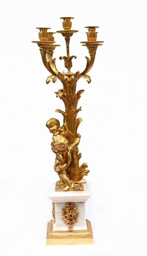 Pair French Gilt Cherub Candelabras Clodion 1880 photo vinterior
