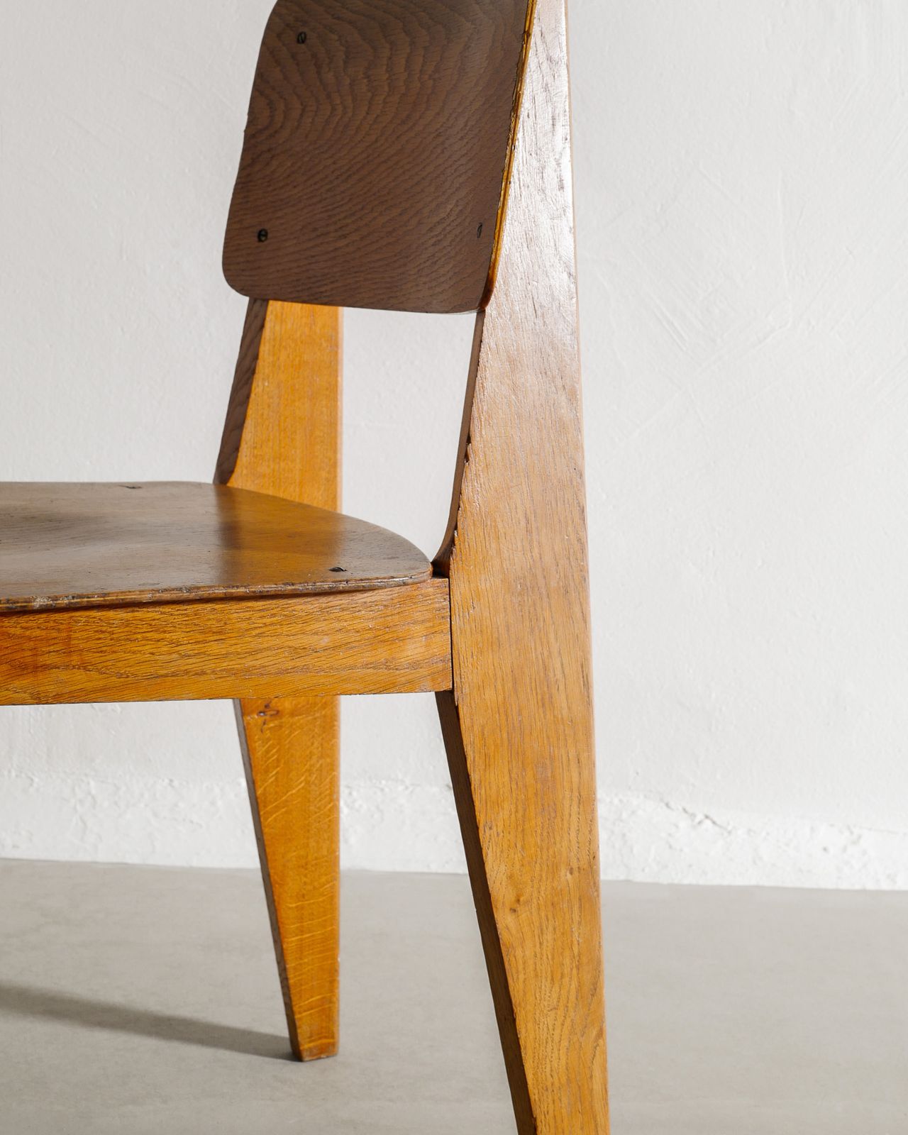 Pair Of French Mid Century Wooden "Tout Bois" Dining Chairs By Jean Prouvé, 1940s photo 35000.0
