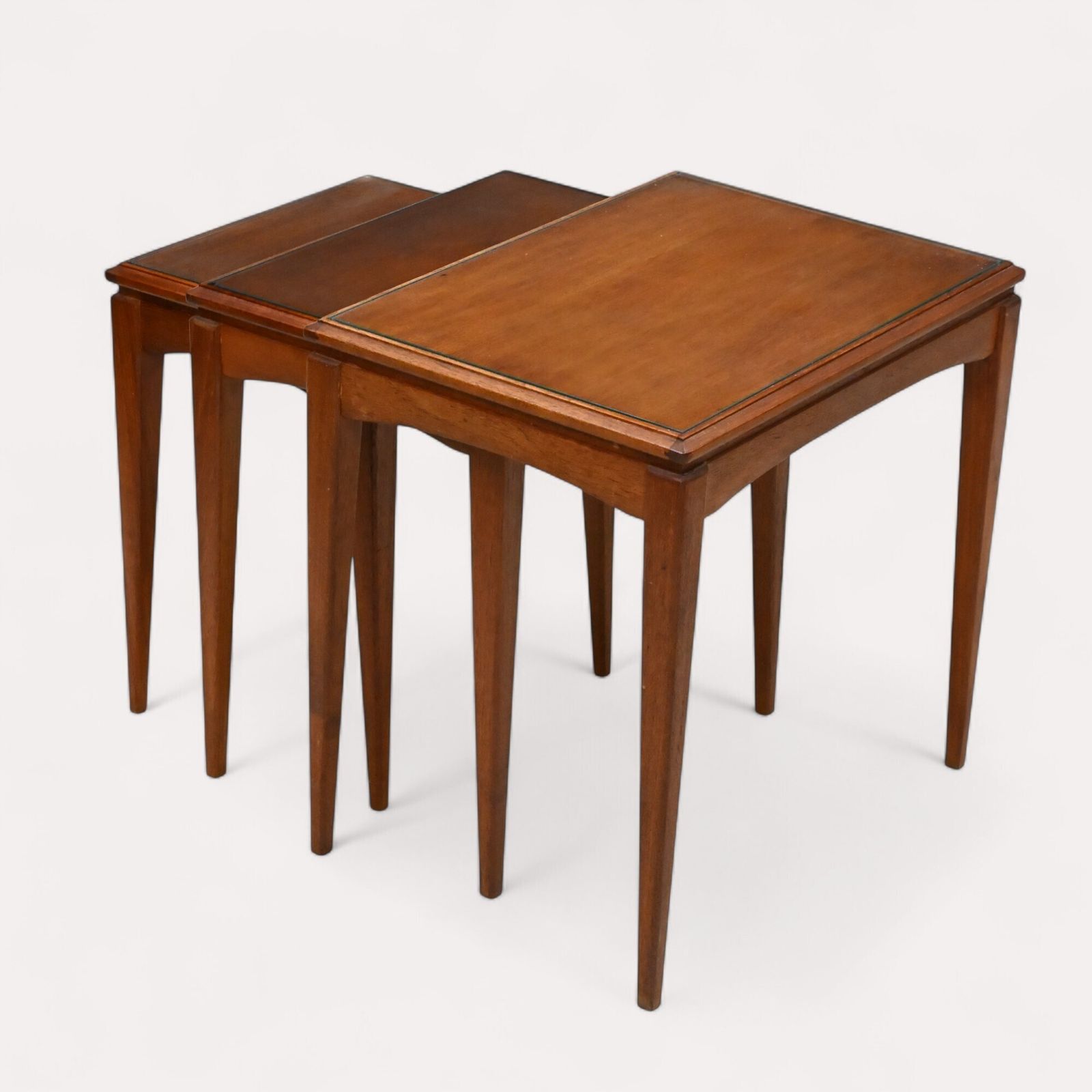Retro Teak Nest Of Tables With Glass Tops Free Uk Delivery. photo furniture