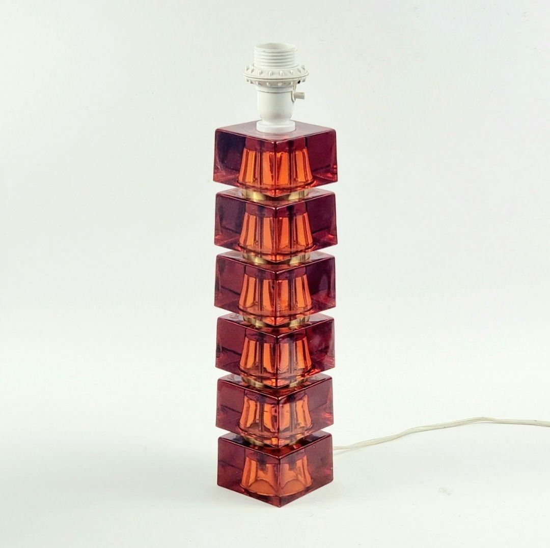 Large Mid Century Scandinavian Art Glass & Brass Table Lamp By Carl Fagerlund For Orrefors, Sweden, 1960s photo buy
