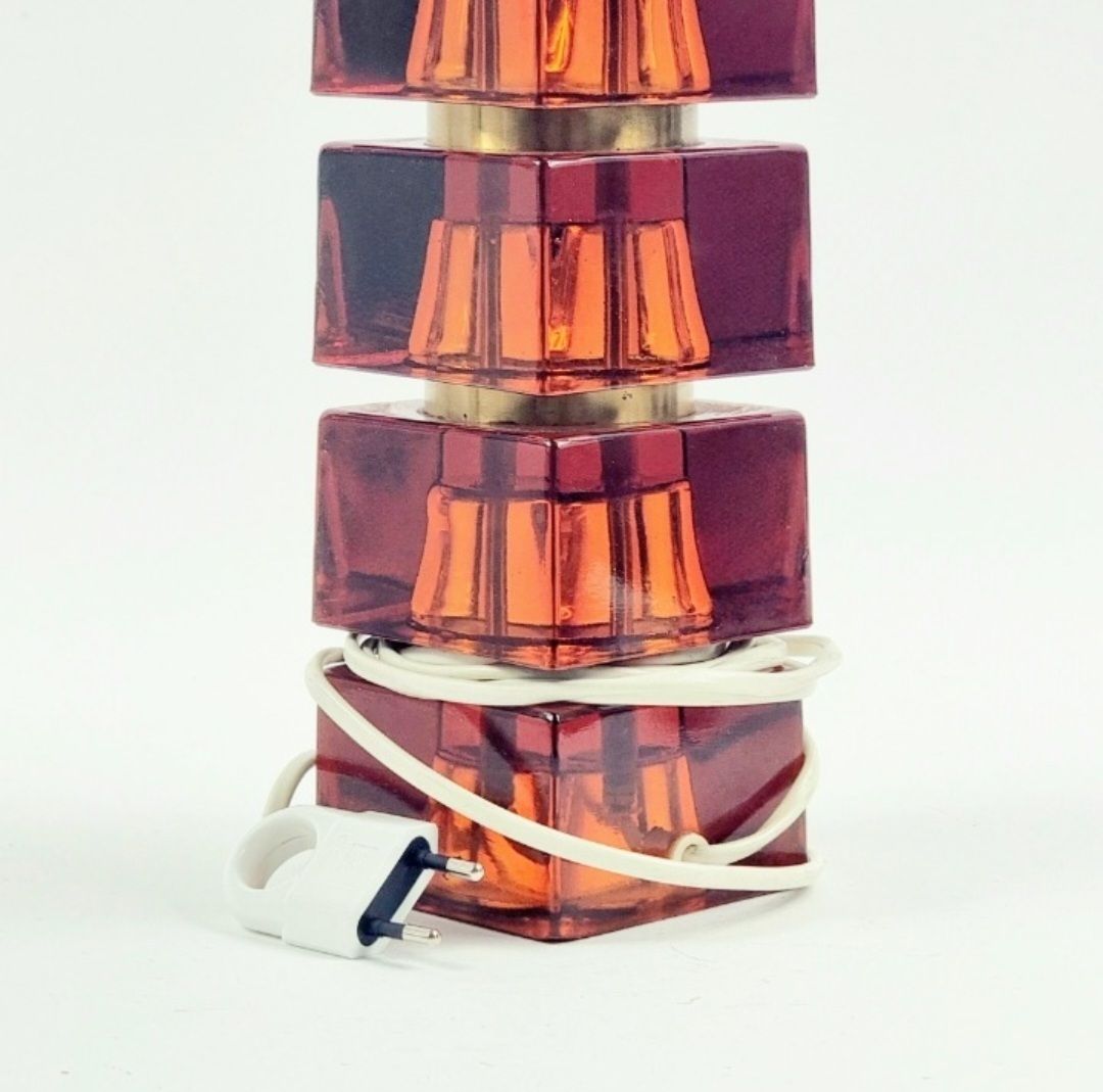 Large Mid Century Scandinavian Art Glass & Brass Table Lamp By Carl Fagerlund For Orrefors, Sweden, 1960s photo vintage