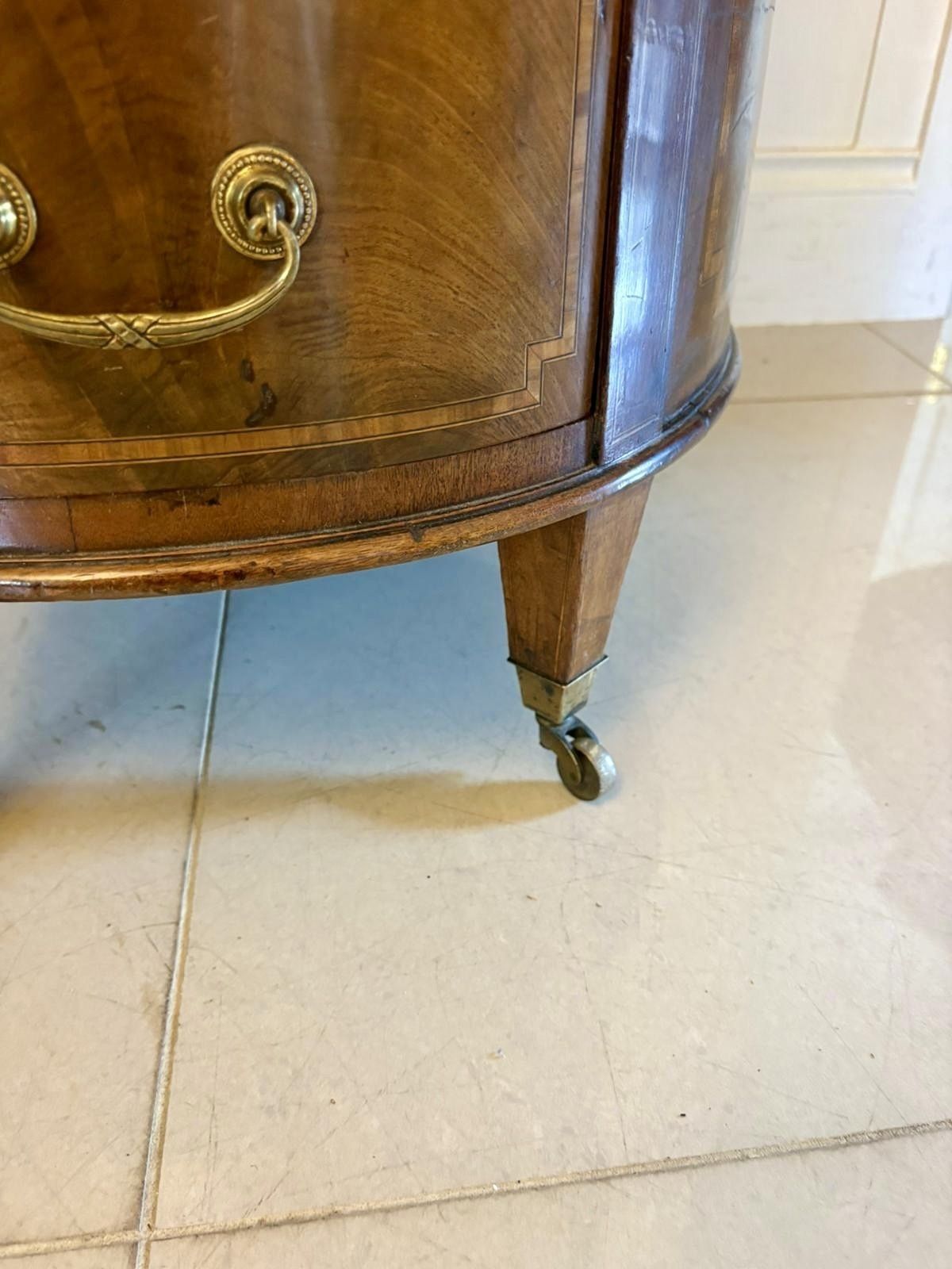 Large Antique Quality Inlaid Mahogany Freestanding Kidney Shaped Desk photo Furniture