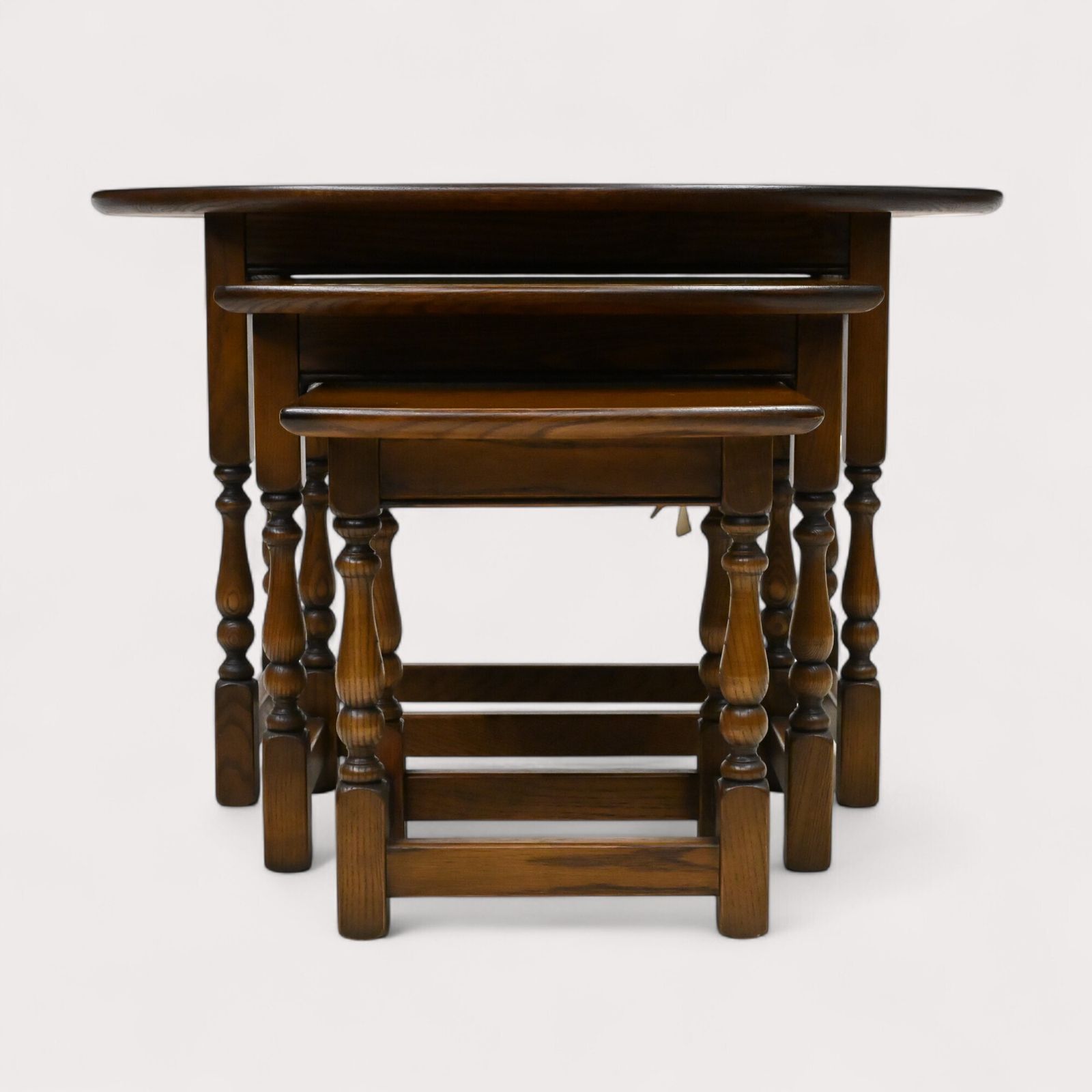 photo furniture Old Charm Oval Nest Of Tables In Light Oak Model 1990 Vgc Free Uk Delivery*