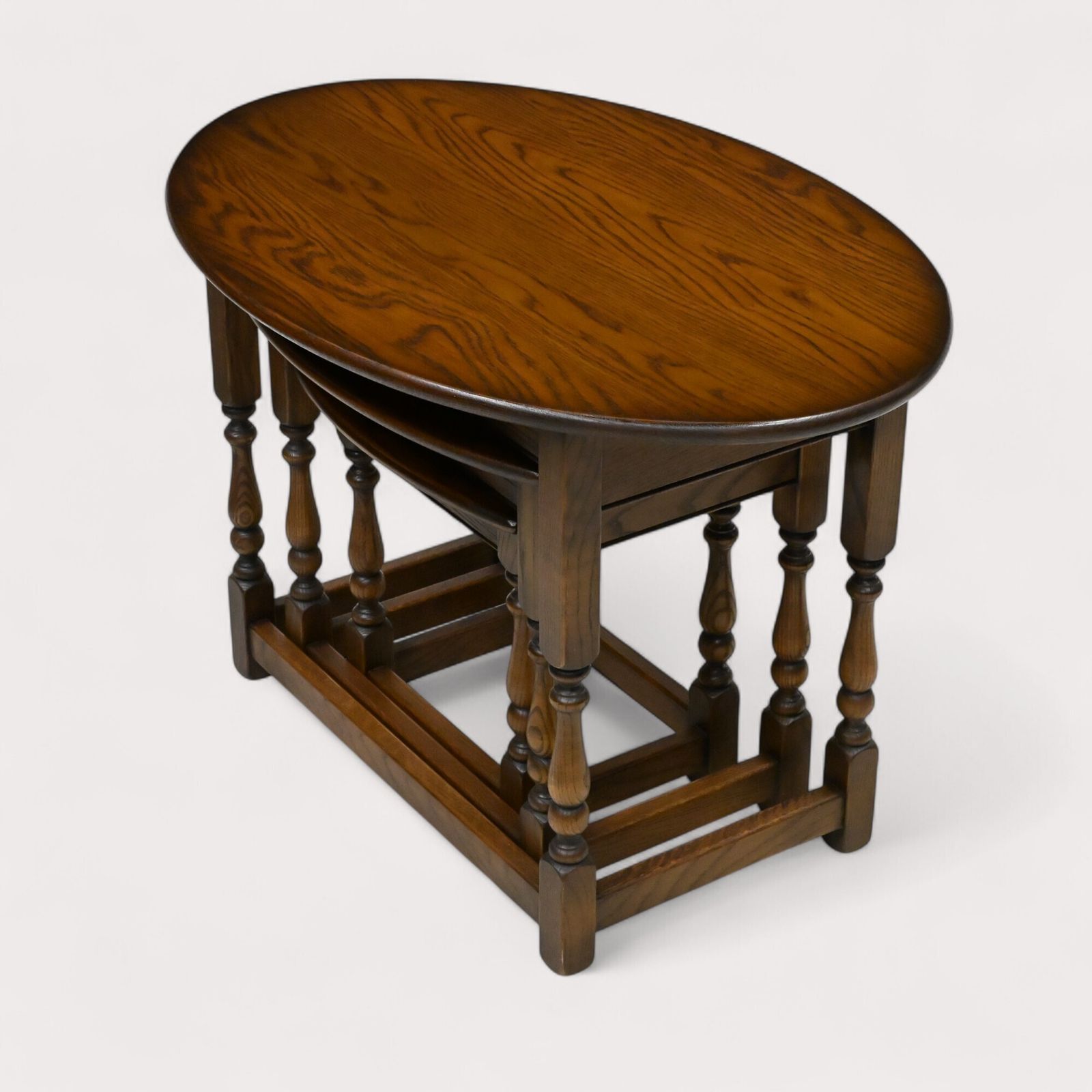 photo for sale Old Charm Oval Nest Of Tables In Light Oak Model 1990 Vgc Free Uk Delivery*