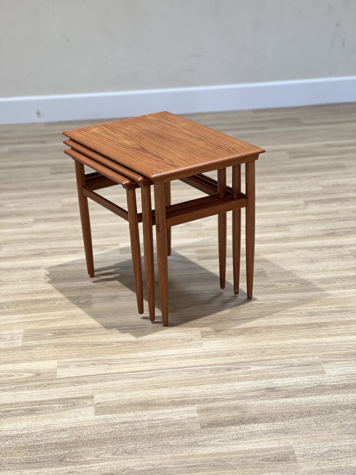 Set Of Three Danish Teak Nesting Tables By Johannes Andersen, 1960s photo 210.0