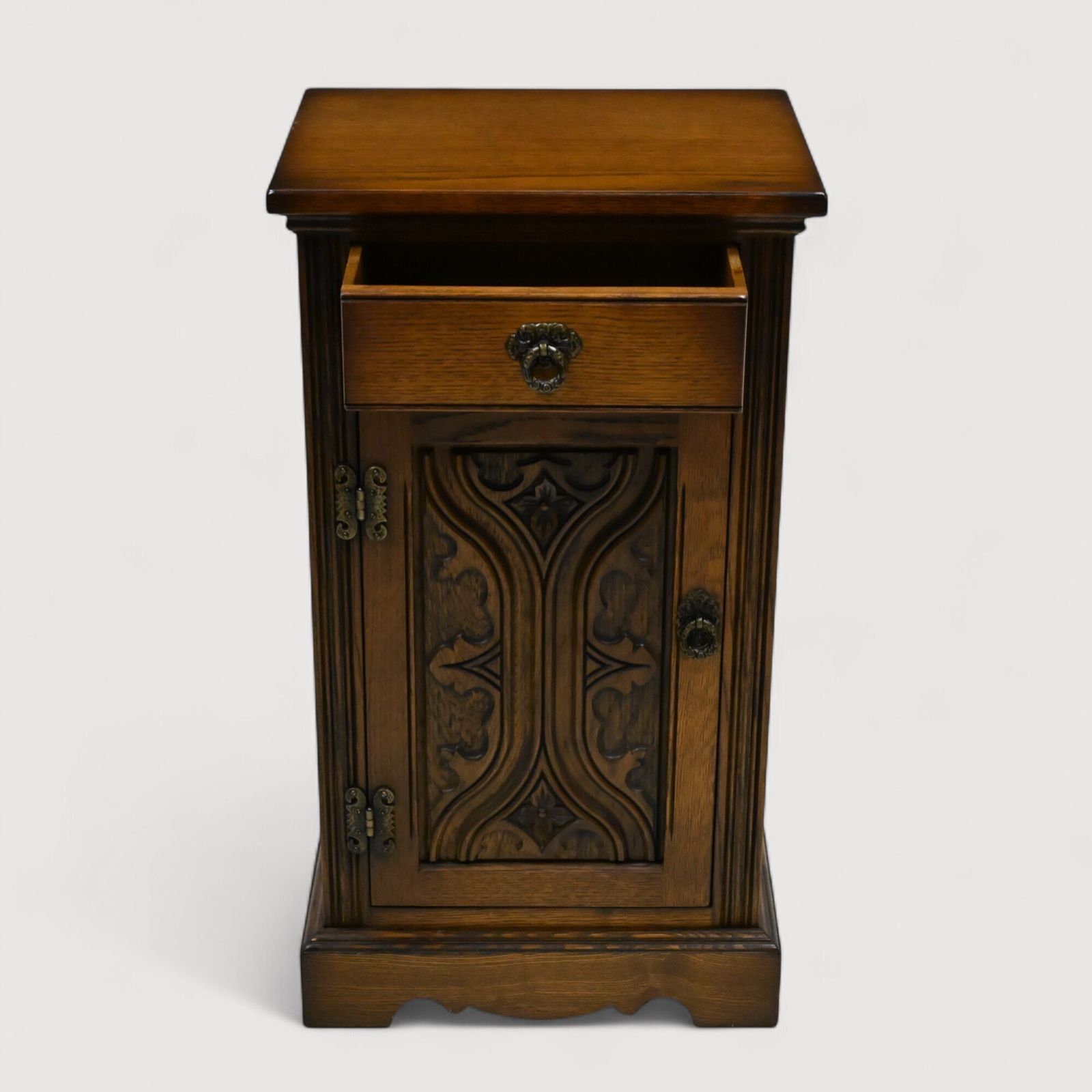 Old Charm Pedestal Cabinet Shelved Light Oak Free Delivery photo vintage