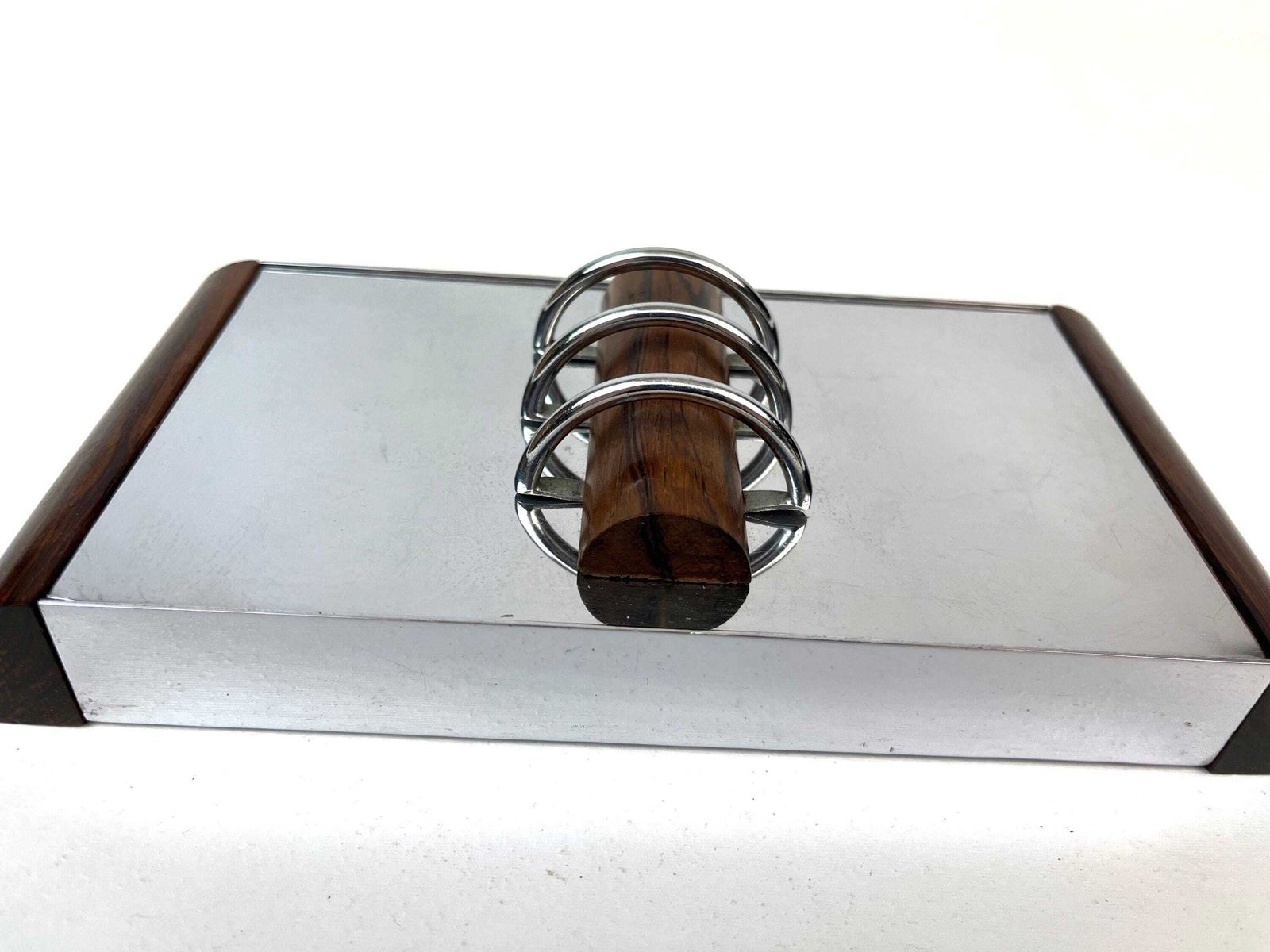 Rare Cubist Art Deco Bauhaus Chrome & Rosewood Jewelry Box France 1930 photo Home Decor