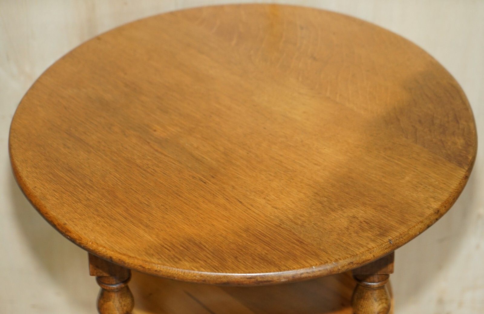 photo for sale Lovely Circa 1900 English Oak Side Table With Turned Legs And A Nice Rich Patina