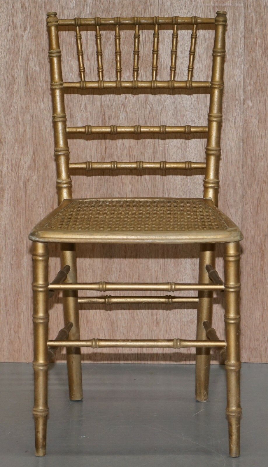 Pair Of Edwardian Giltwood Famboo Regency Style Bergere Chairs With Gold Gilding photo for sale
